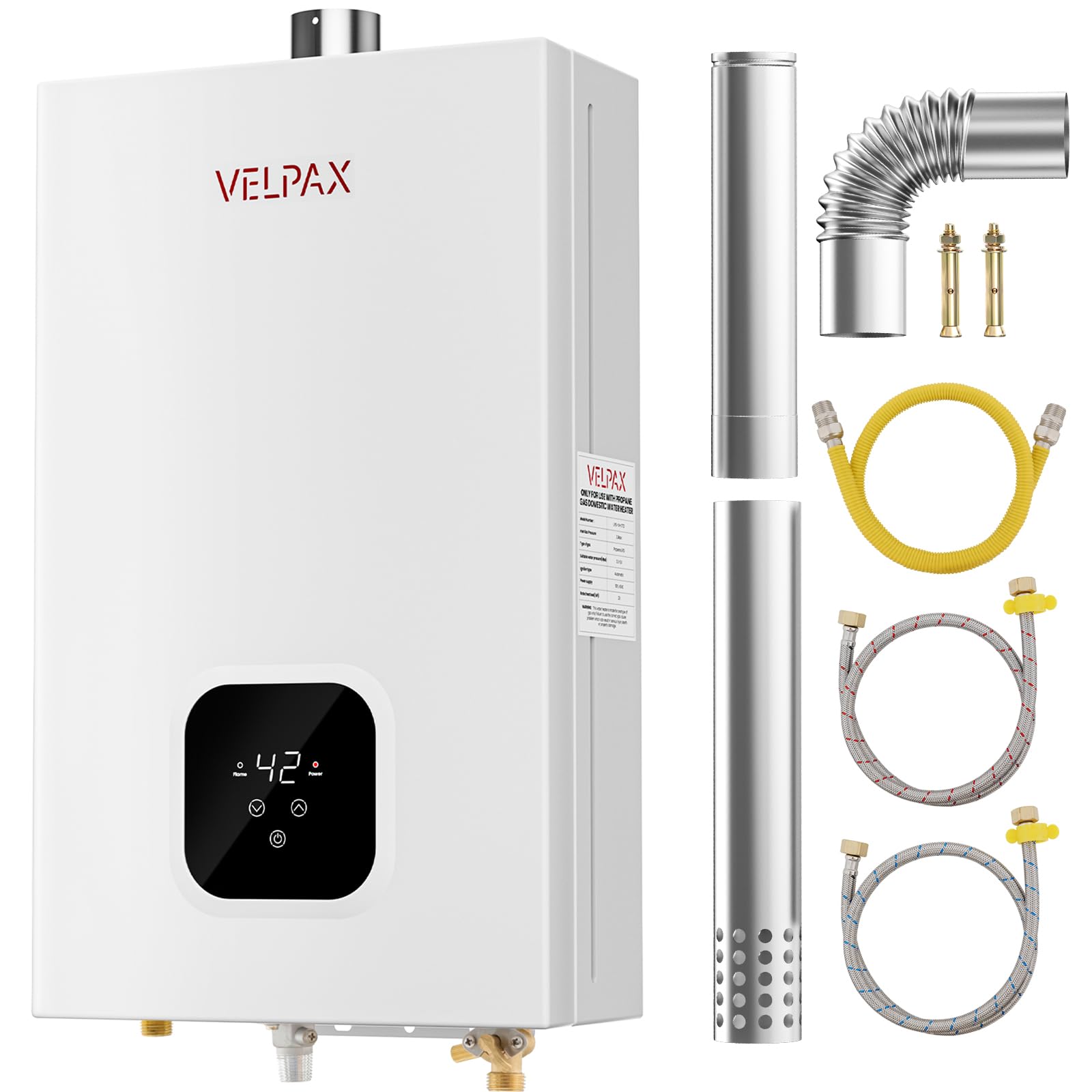 4.21GPM 16L Indoor Propane Tankless Water Heater with Digital Display - Instant Hot Gas Water Heater for Home, RV & Camping - Multi-Protection Safety System