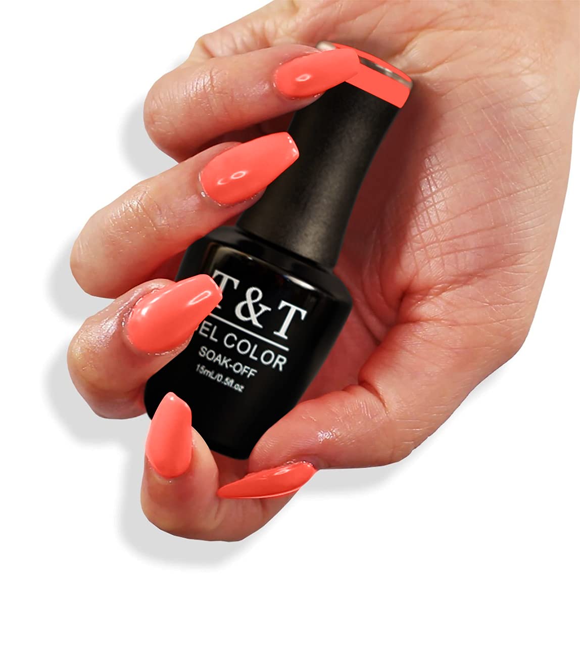 T&T Professional Gel Nail Polish Kit - UV LED Cured Salon Quality Nail Art Manicure Set for Home & Professional Use, Long Lasting Orange Gel Polish (15ml, TNT-GP173) | Perfect for DIY Nails, Gift Giving & Special Occasions