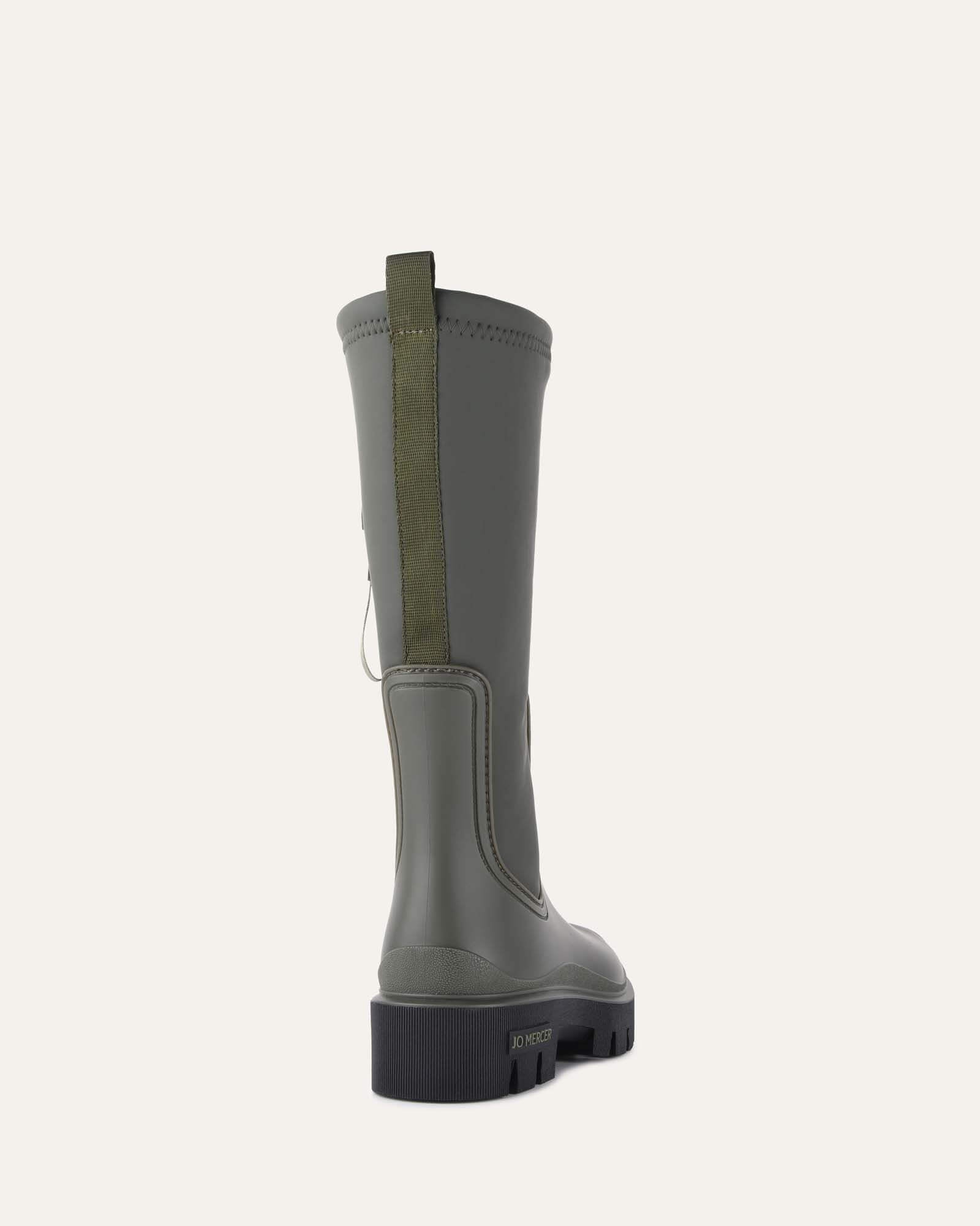 Women's Khaki Mink Calf Boots with Rubber Sole - Stylish & Comfortable for Fall, Winter, and Outdoor Activities