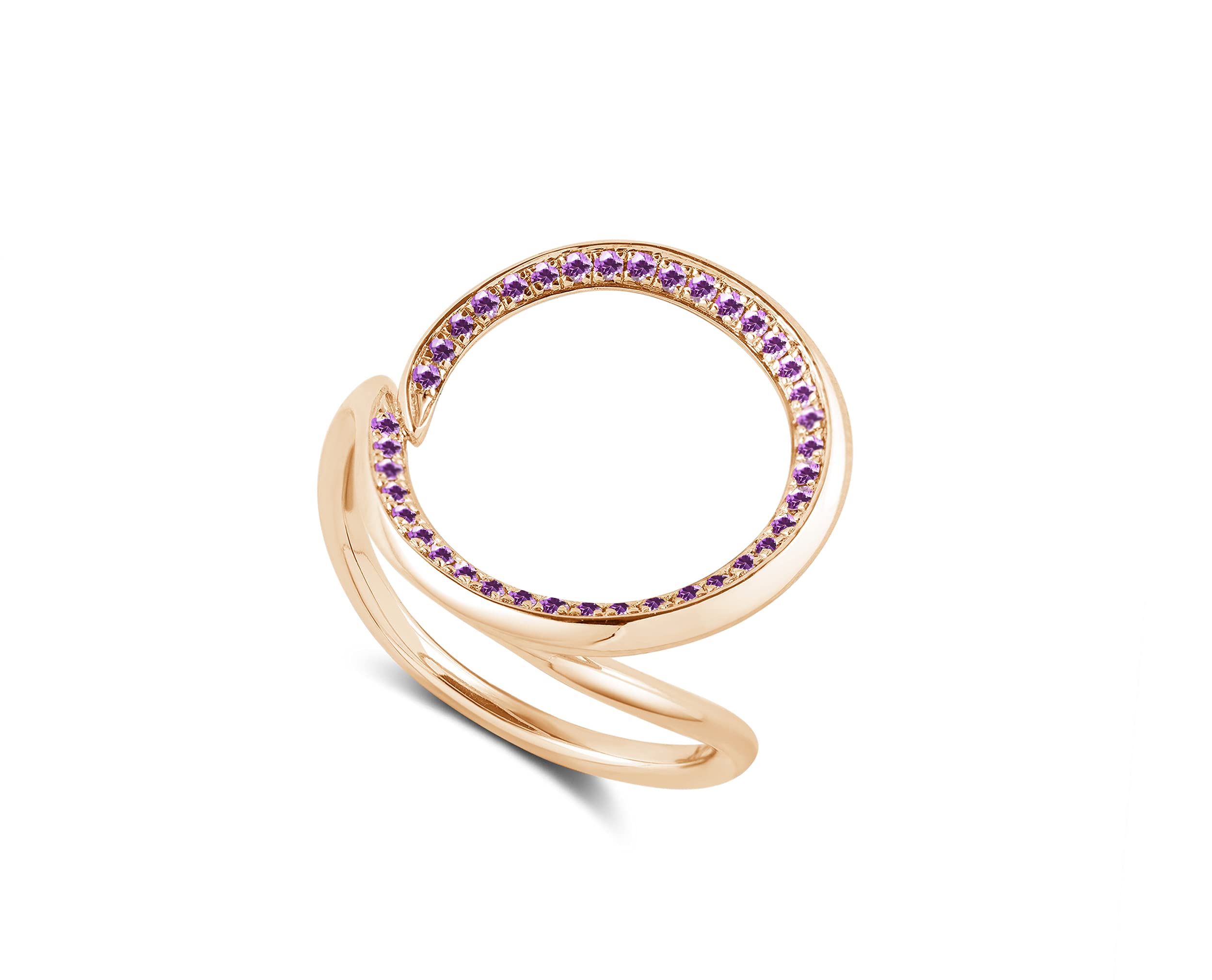Amethyst Bridal Ring Set - Elegant White Gold Engagement & Wedding Rings for Women - Unique Spiral Circle Design - Perfect for Proposals, Anniversaries, and Special Occasions