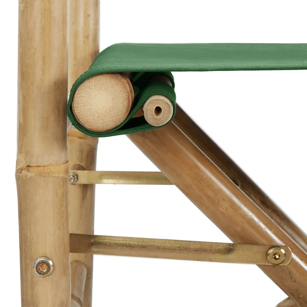 FAMIROSA 2-Pack Folding Director's Chairs - Lightweight Green Bamboo & Fabric (24 lbs) for Outdoor Events, Camping, and Home Theater Seating