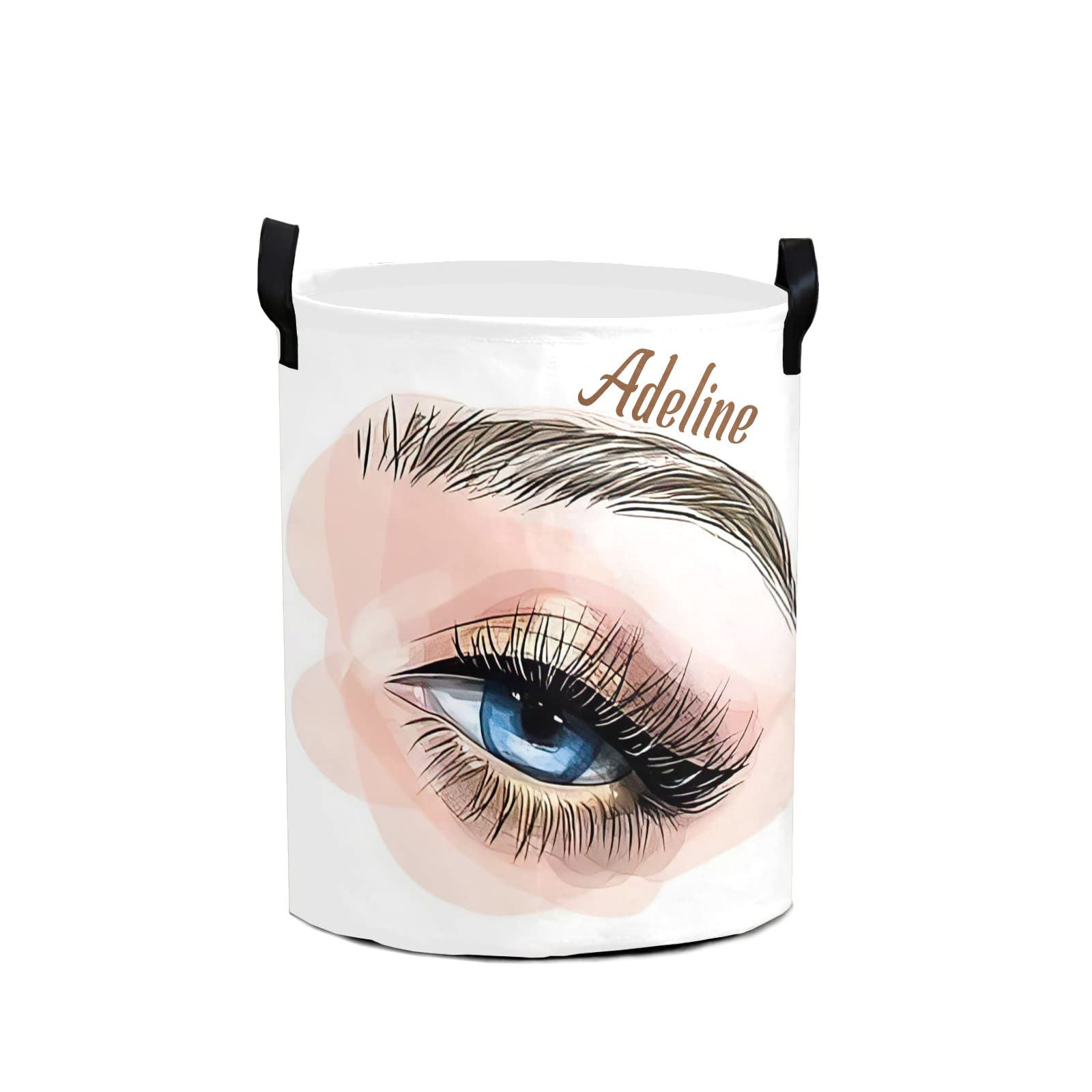 Personalized Waterproof Foldable Laundry Basket with Name - Beautiful Eyelash Design Storage Bin for Bathroom, Home & Office - Perfect for Organizing Clothes, Toys, and Household Items