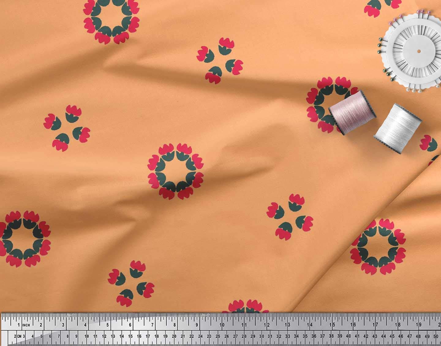 Soimoi Moss Georgette Brown Fabric by The Yard - 42 Inch Wide Floral Print Fabric for Dresses, Scarves & DIY Fashion Projects - Artistic Flower Splash Design for Creative Sewing & Home Decor