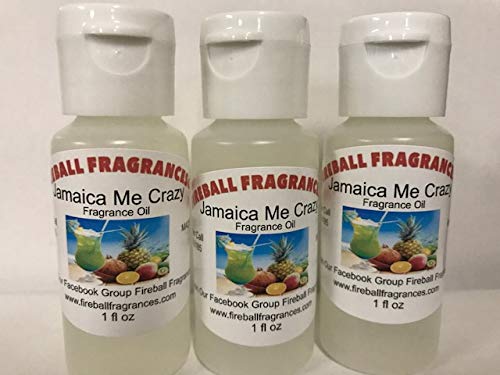 3 Pack Jamaica Me Crazy Tropical Scented Oils by Fireball Fragrances - 1 Oz Bottles for Aromatherapy, Home Diffusers & DIY Candles | Exotic Caribbean Fragrance Oil Set