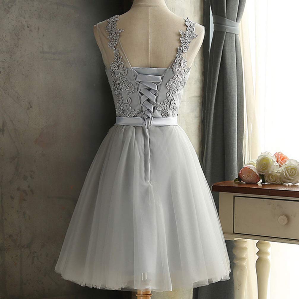 Elegant Grey Floral Lace Bridesmaid Dress - Floor Length Formal Wedding Gown for Women | Perfect for Bridal Party, Evening Galas & Special Occasions