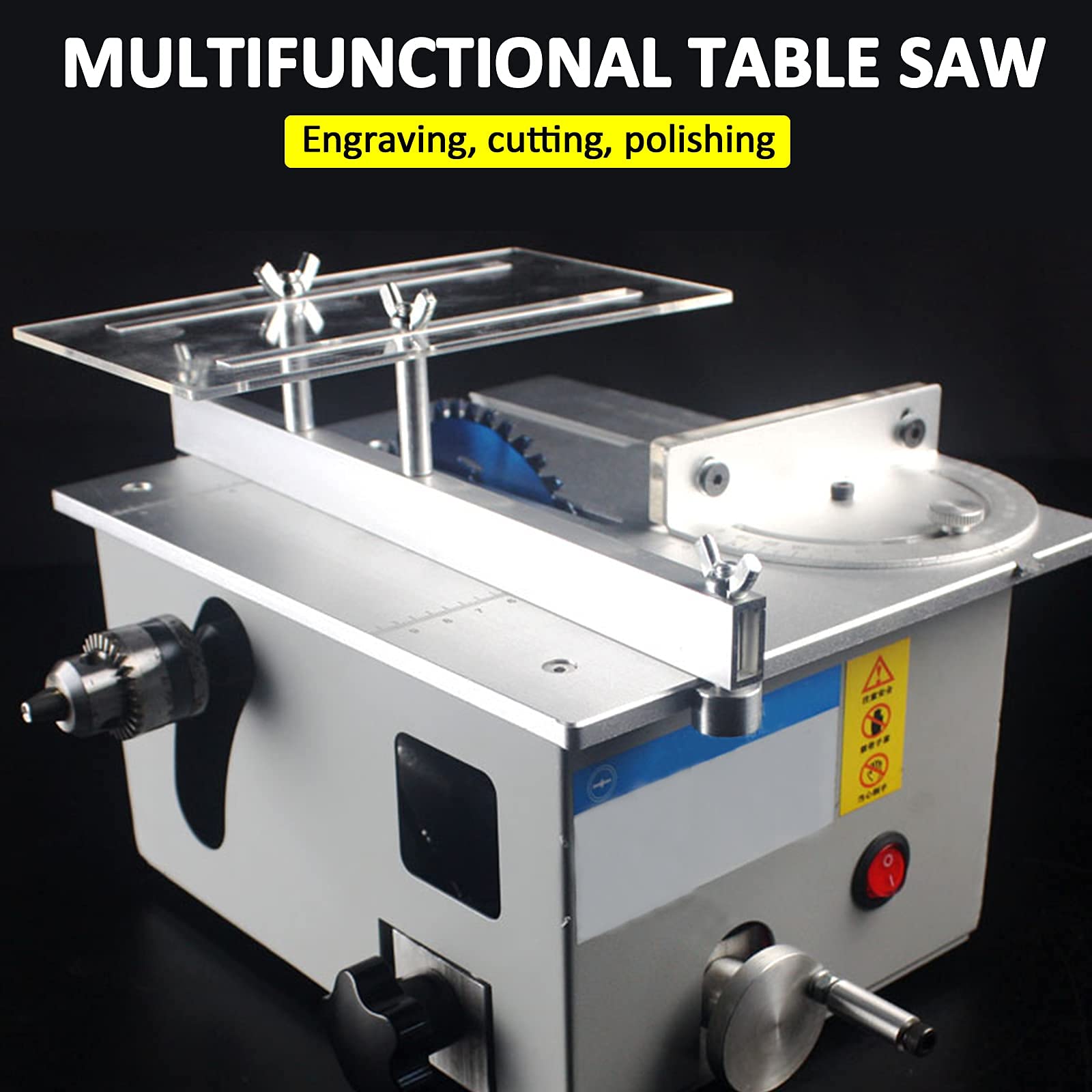 180W Mini Table Saw - 10000RPM, 0-25mm Blade Adjustment for Wood Cutting & Engraving | DIY & Crafting