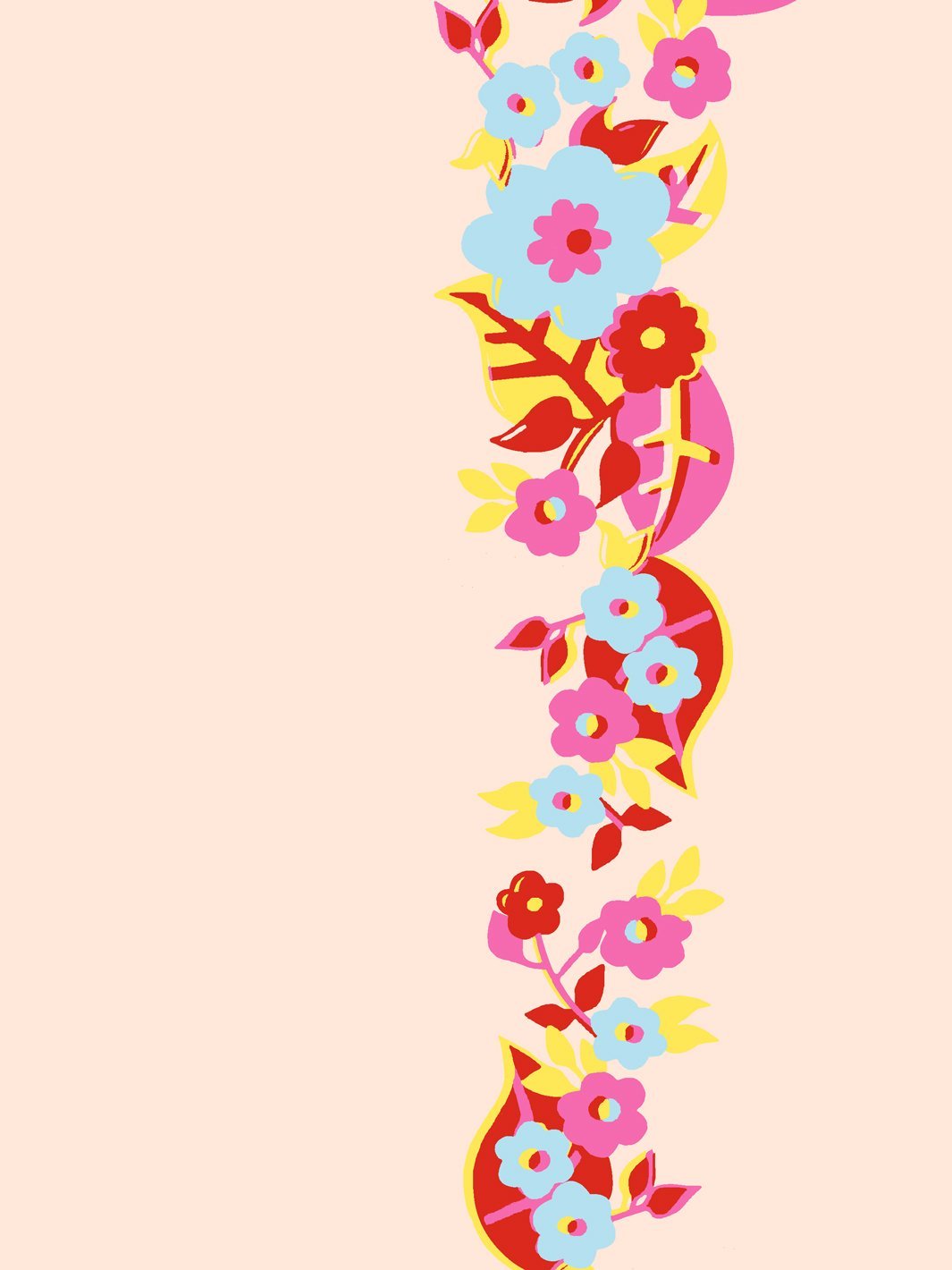 Barbie™ Floral Stripe Wallpaper - Peach Red Peel & Stick Removable Wallpaper for Bedroom, Nursery, Living Room Decor