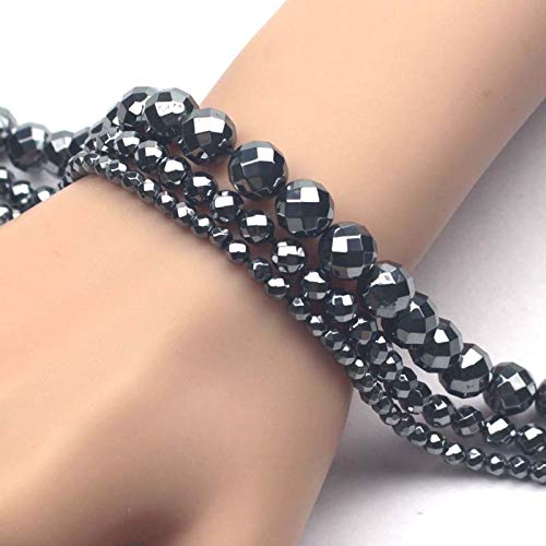 Natural Terahertz Energy Stone Beads - 10mm Round Faceted DIY Loose Beads for Bracelet Making (15