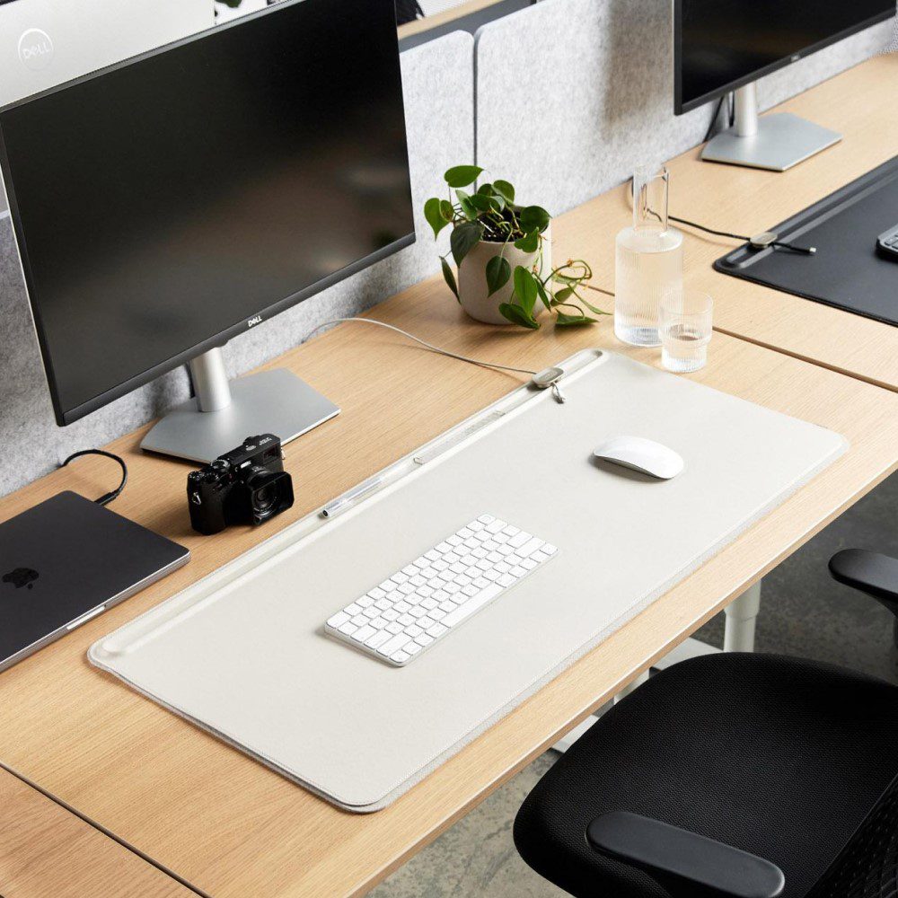 ORBITKEY Slim Desk Mat - Premium Stone Surface Office Desk Pad for Work & Study | Non-Slip Mouse Pad with Ergonomic Design for Home Office, Gaming & Workspace Organization