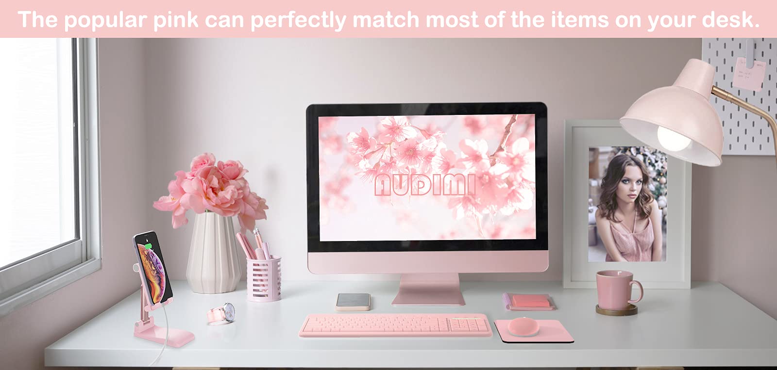 Audimi Mini Mouse Pad - Small, Thick & Washable Non-Slip Desk Mat for Laptop, Wireless Mouse - Perfect for Home Office, Gaming & Travel (Pink)