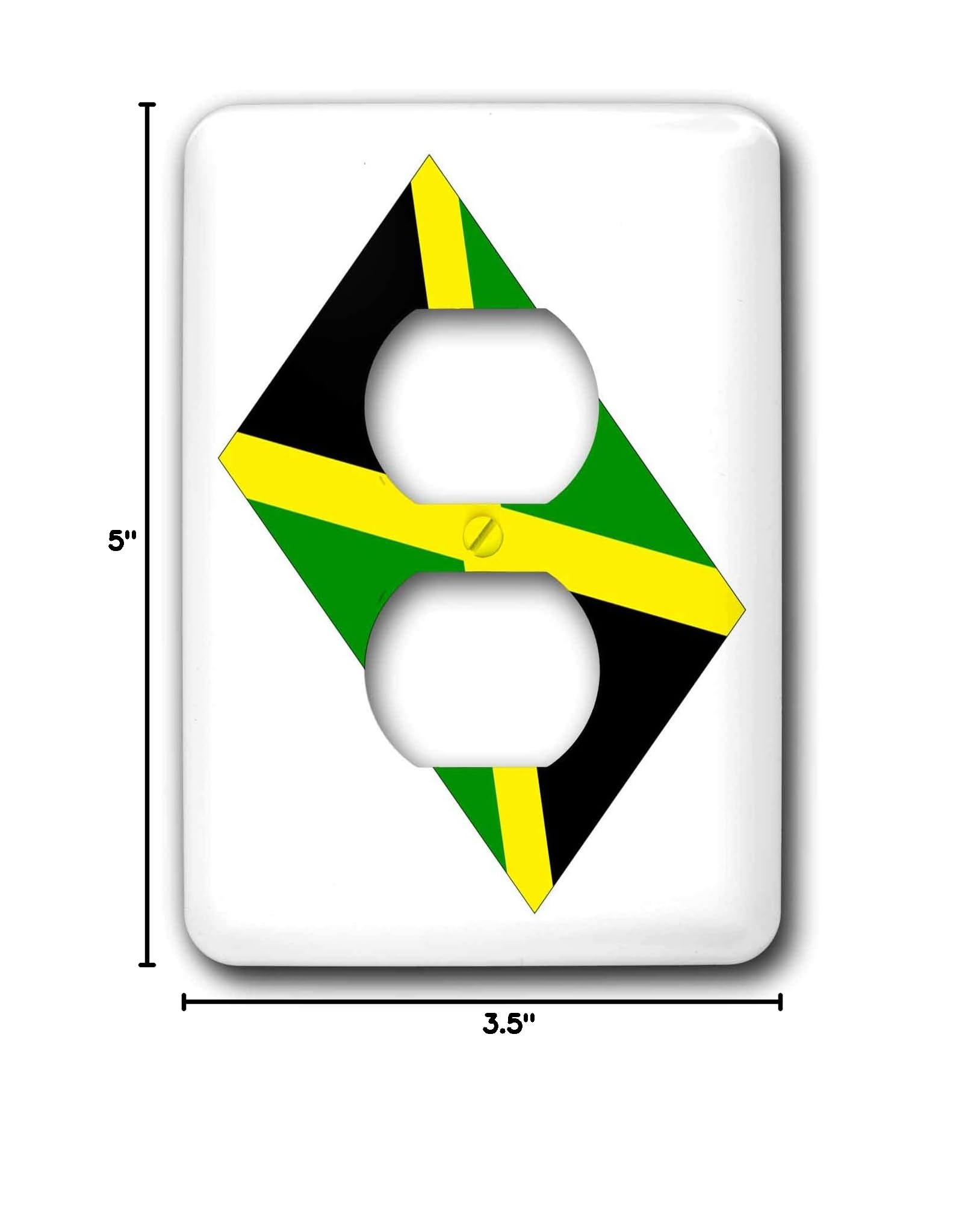 3D Rose Jamaican Flag Outlet Cover - 2 Plug Wall Plate with Decorative Design for Home & Office Decor | Perfect for Caribbean Themed Rooms, Gifts, and Travel Accessories