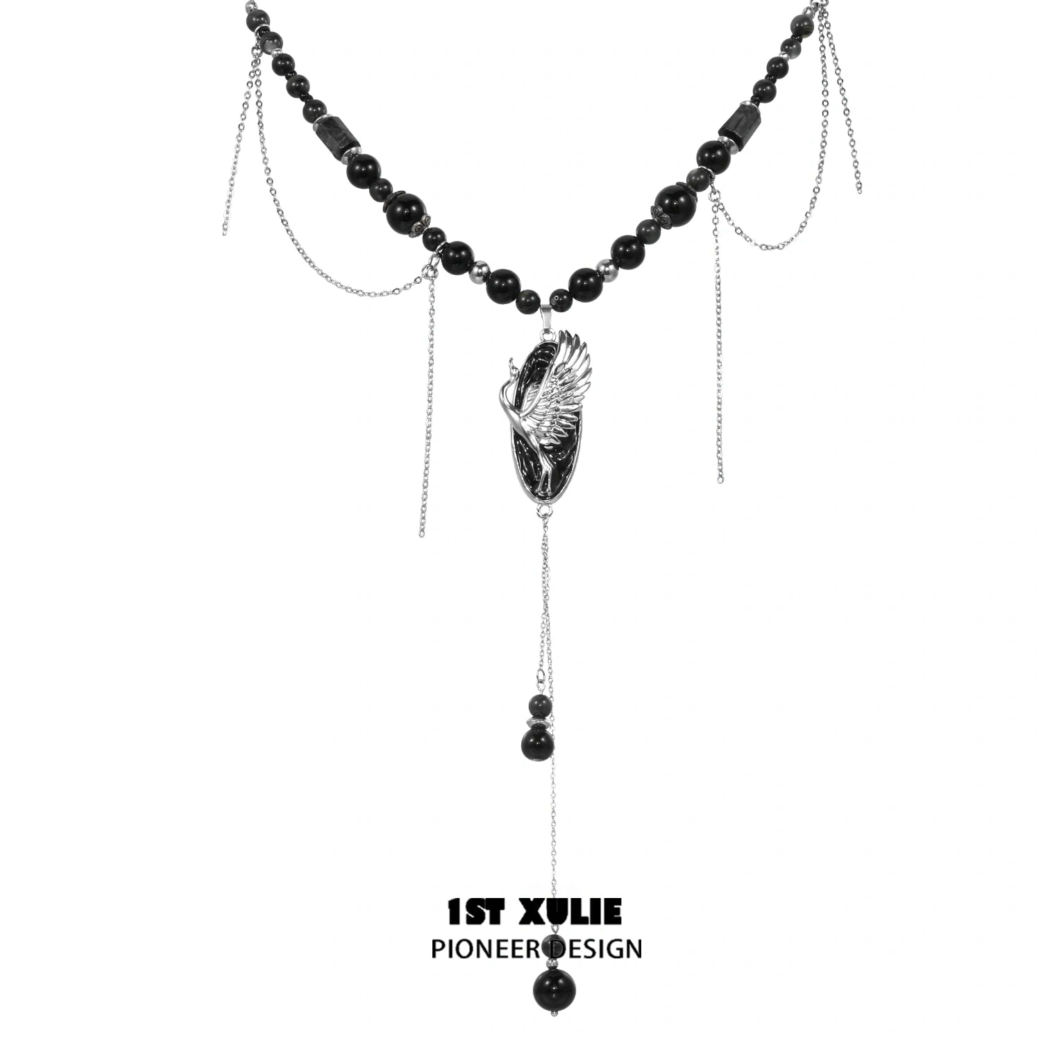 18K Gold Plated Agate Tassel Necklace for Women - Elegant Soaring Cranes Design - Perfect for Weddings, Parties & Special Occasions