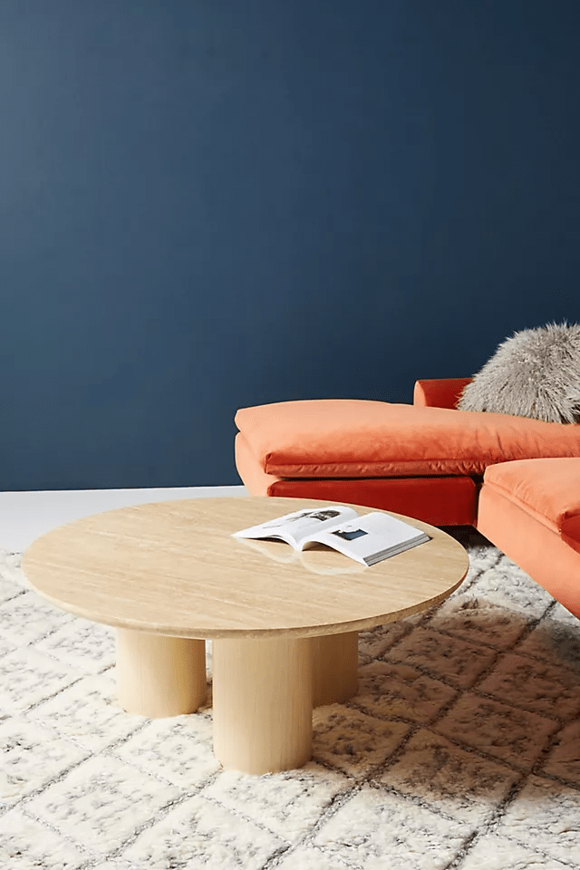 Handmade Wooden Round Coffee Table - Indian Design, Natural Wood Finish - Perfect for Living Room, Lounge, or Office Decor