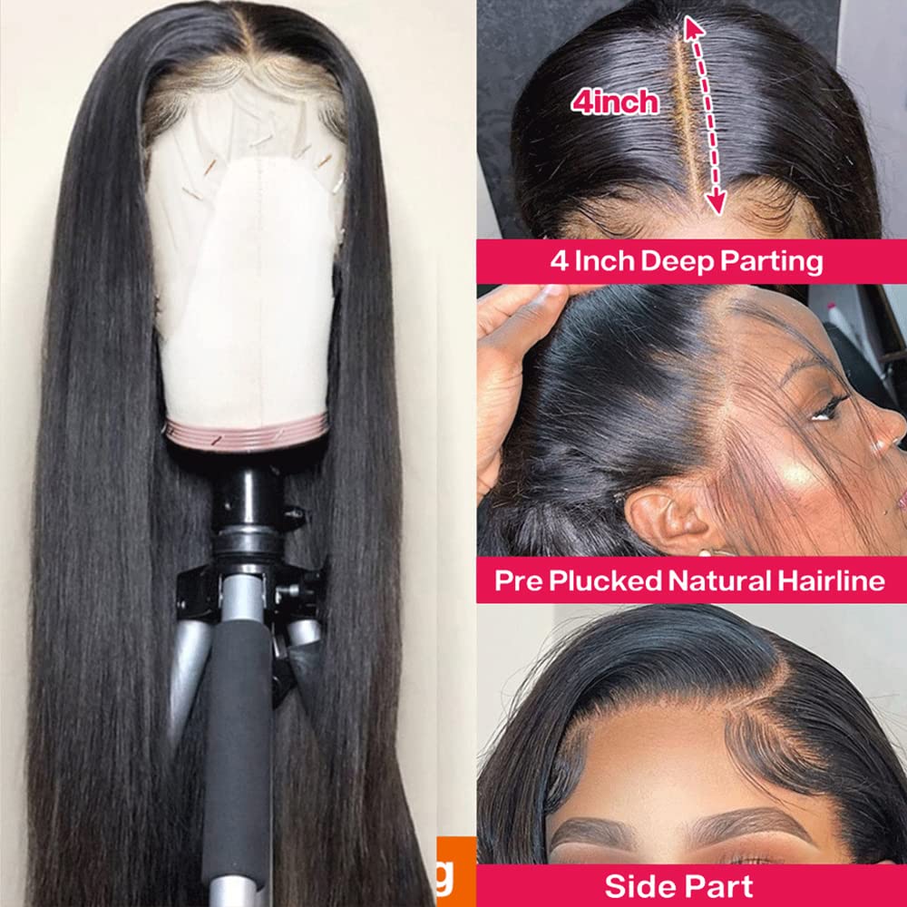 13x4 Lace Front Wigs Human Hair Straight - 180% Density Brazilian Virgin Human Hair Wigs for Black Women | Pre-Plucked with Baby Hair | Natural Color (20inch) | Perfect for Daily Wear, Parties & Special Occasions