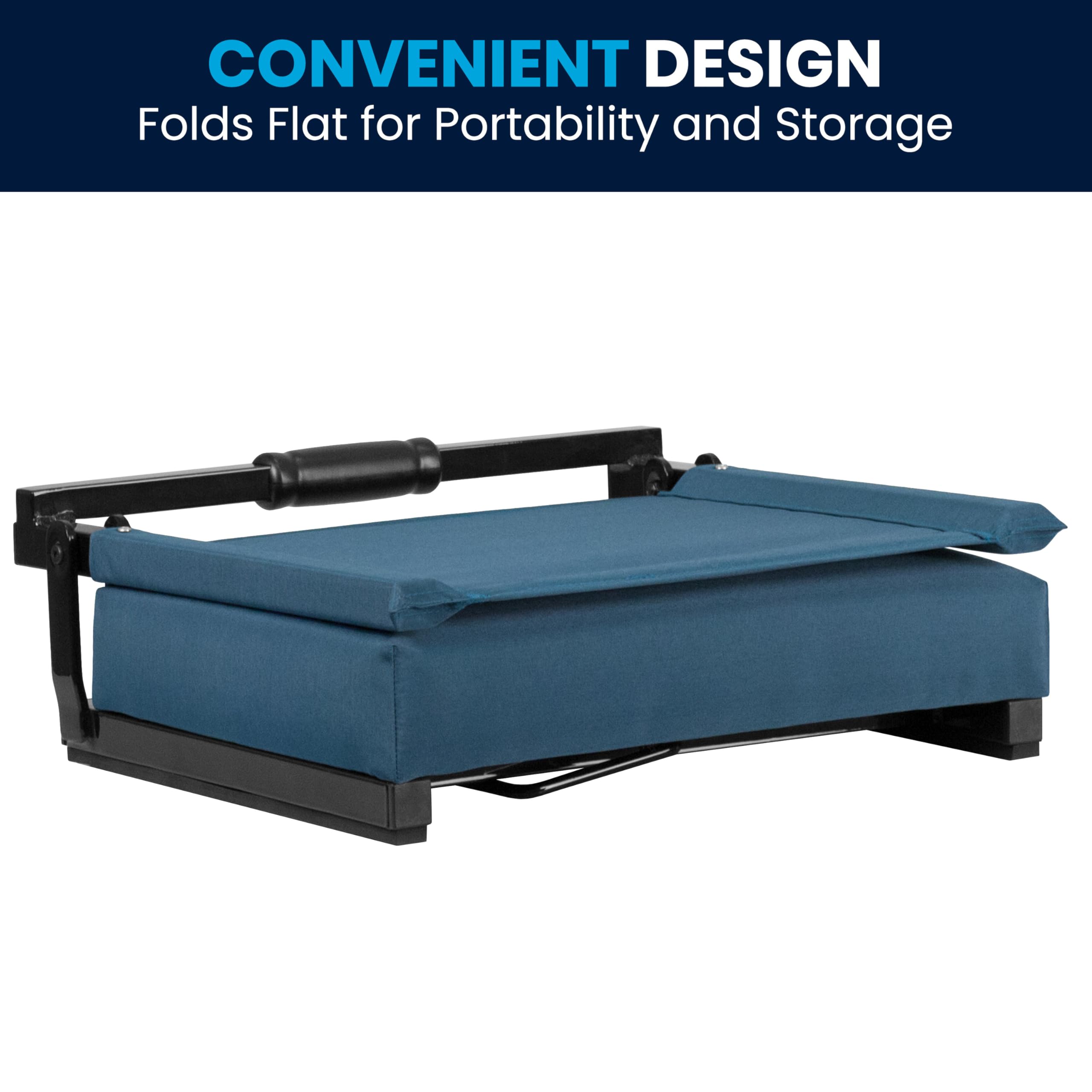 Flash Furniture Grandstand Portable Stadium Seat - Foldable Padded Bleacher Chair with Carry Handle, 500 lb Capacity (Teal) - Perfect for Sports Games, Concerts & Outdoor Events