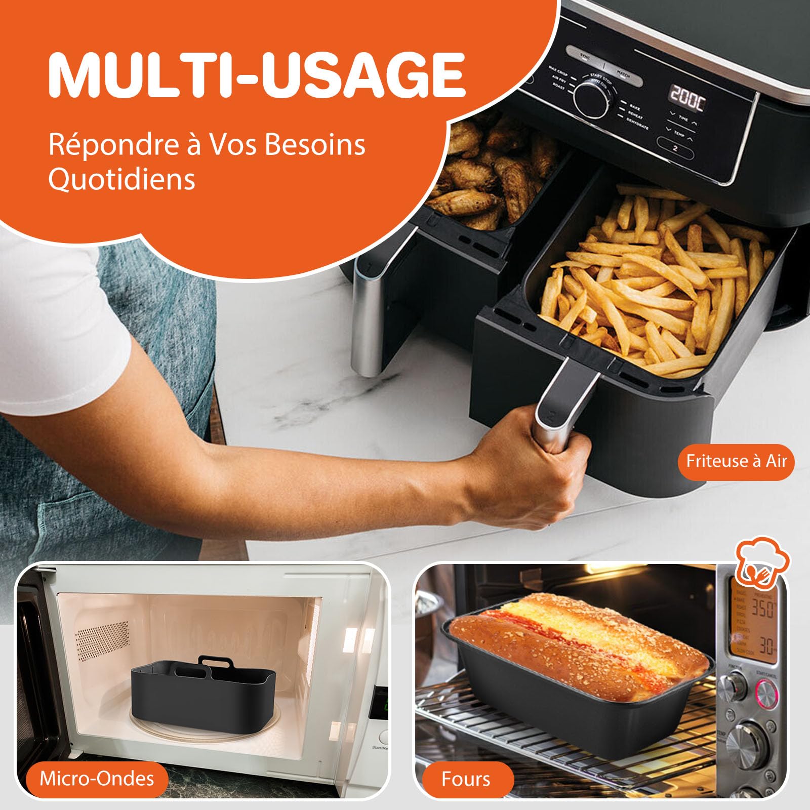 FUNAYKICH Air Fryer Accessories Set - Silicone Bread Molds, Cooking Pots & Grill Tools for Healthy Air Fried Meals | Perfect for Baking, Roasting & Grilling at Home