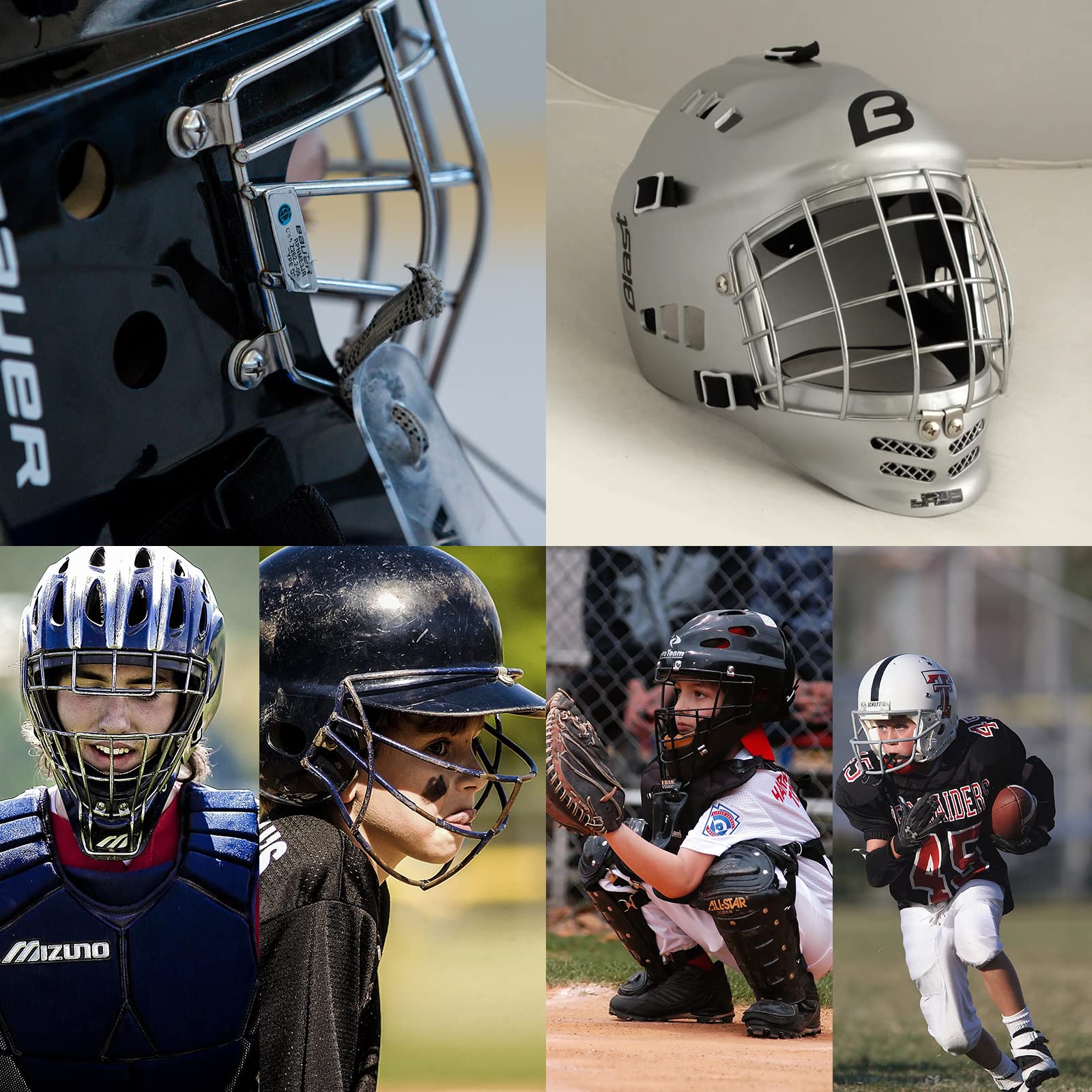 Football Helmet Repair Kit & Hockey Helmet Hardware Set - Universal Baseball/Softball Facemask Accessories with R-Shape Visor Clips, Screws, Nuts & Rubber Gaskets | Perfect for Sports Gear Maintenance & Helmet Replacement Parts
