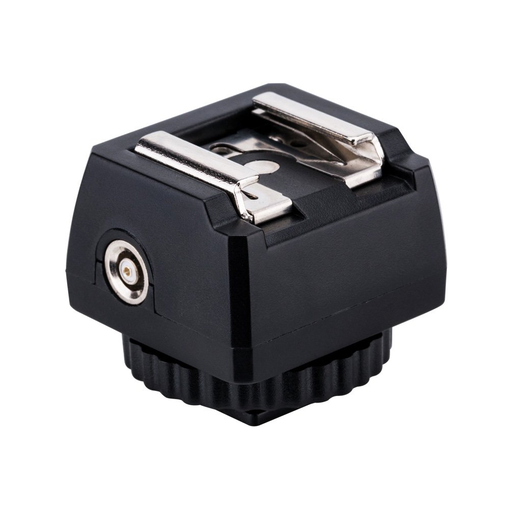 JJC Hot Shoe Adapter with PC Sync & 3.5mm Port for Off-Camera Flash - Studio Lighting Accessory
