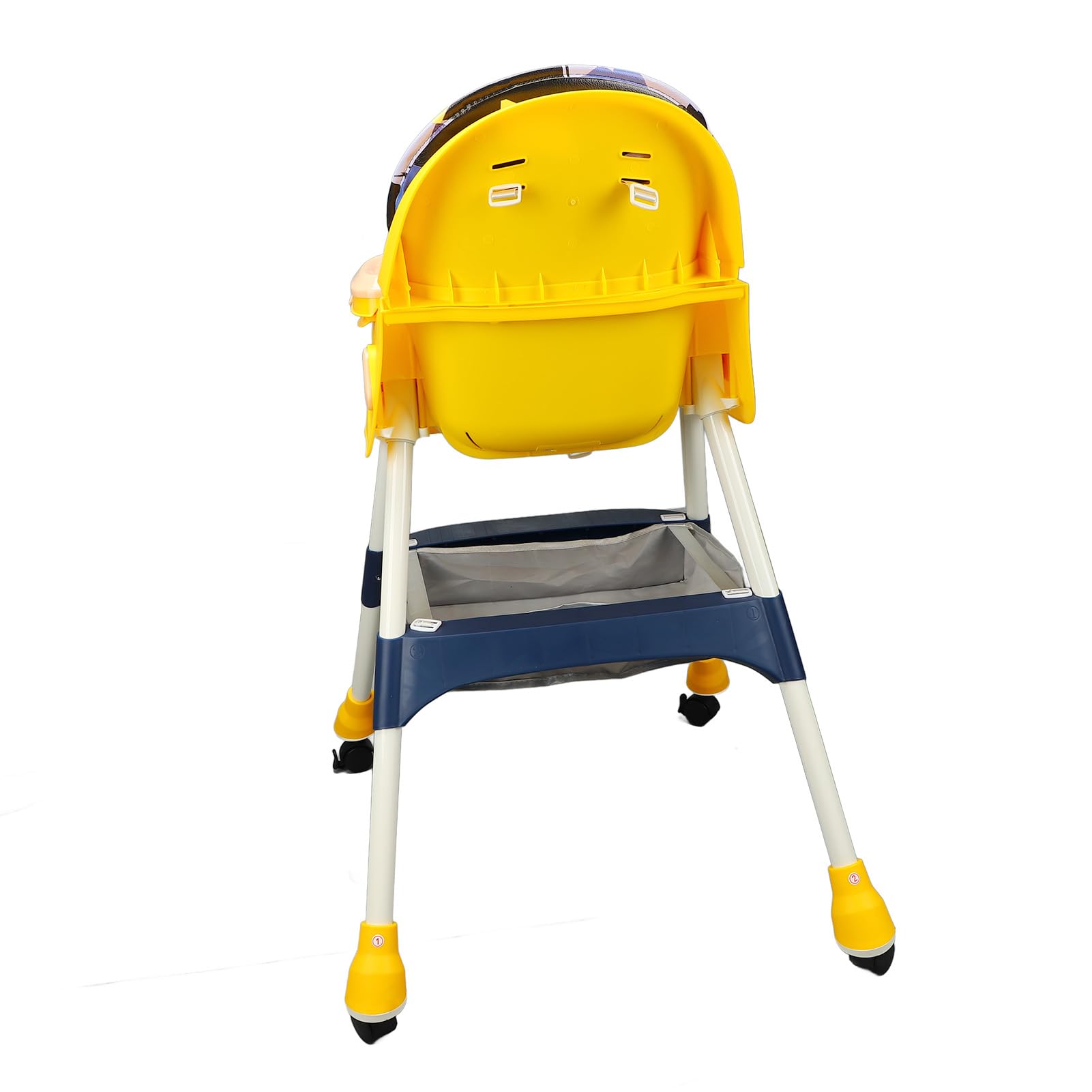 Foldable Baby High Chair with Locking Wheels & Removable Trays - Adjustable Dining Booster Seat with Bib & Suction Plate for Toddlers - Perfect for Home, Restaurant & Travel Use