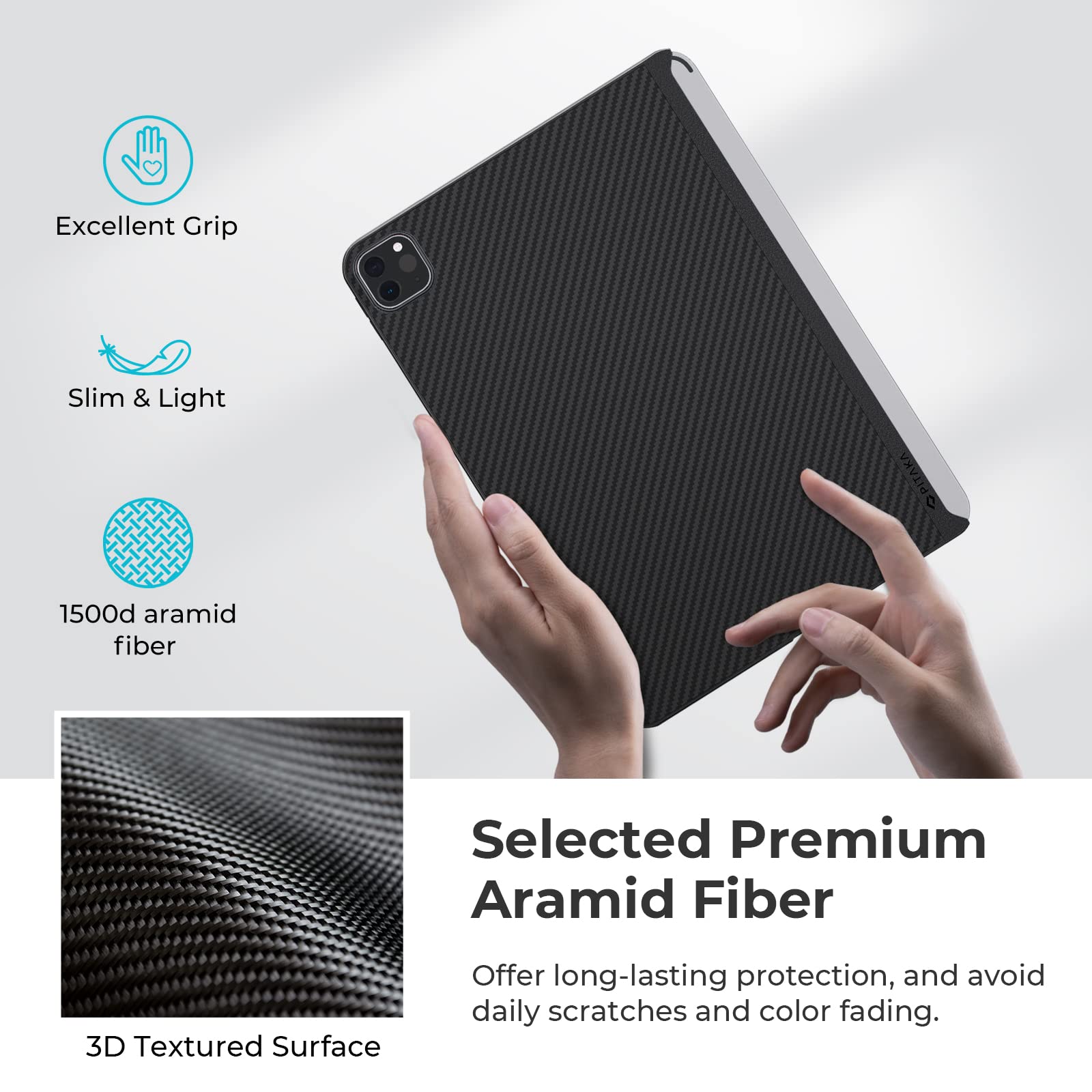 PITAKA Magnetic Case & Stand for iPad Pro 12.9 inch (2021/2022 5th/6th Gen) with 15W Wireless Charger - Premium iPad Holder & Smartphone Charging Base for Home, Office & Travel Use