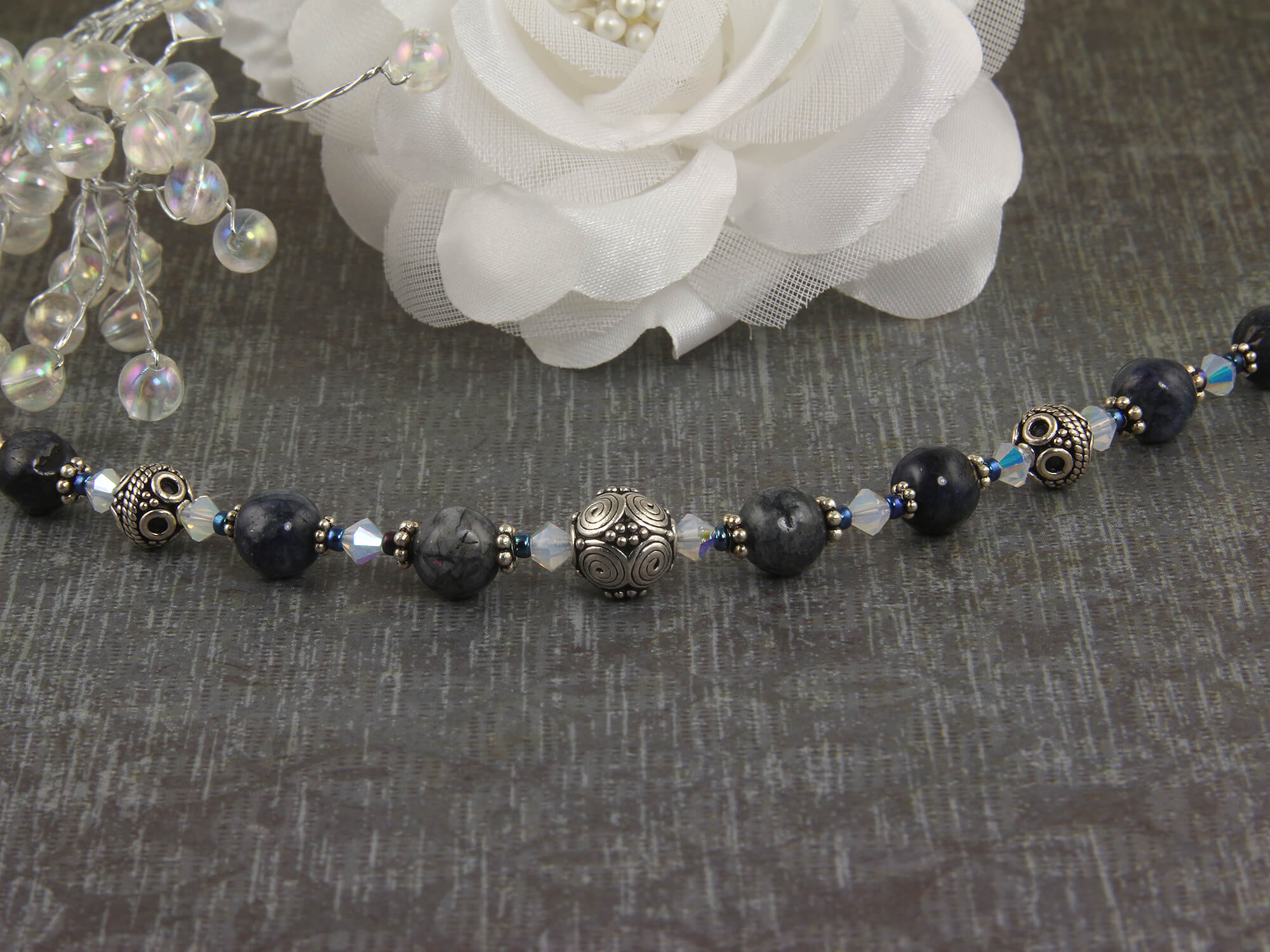 Blue Labradorite Gemstone Beaded Bracelet for Women - Healing Crystal Jewelry for Meditation, Yoga & Positive Energy