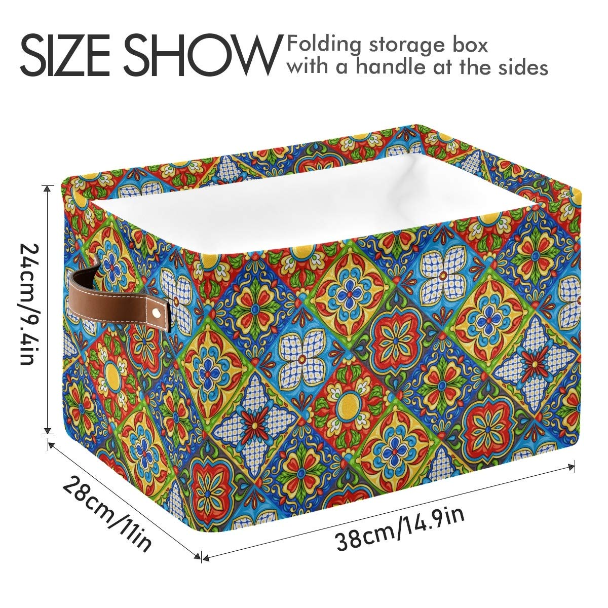 Mexican Talavera Storage Baskets - 2 Pack Closet Organizer Bins & Shelf Cubes for Home Organization | Perfect for Bedroom, Bathroom & Kids Room Storage