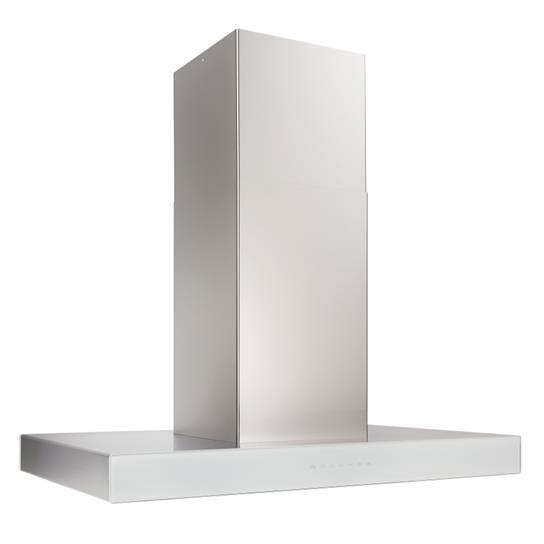 Ispira 36 Inch 650 CFM Stainless Steel Island Range Hood with Purled™ Light System & White Glass - Best for Modern Kitchens, Open Concept Homes & Professional Cooking Spaces
