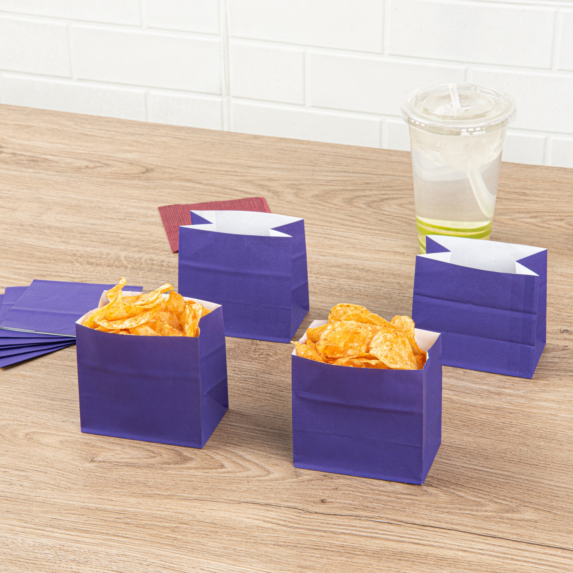 Eco-Friendly Purple Paper Snack Bags - 3.75