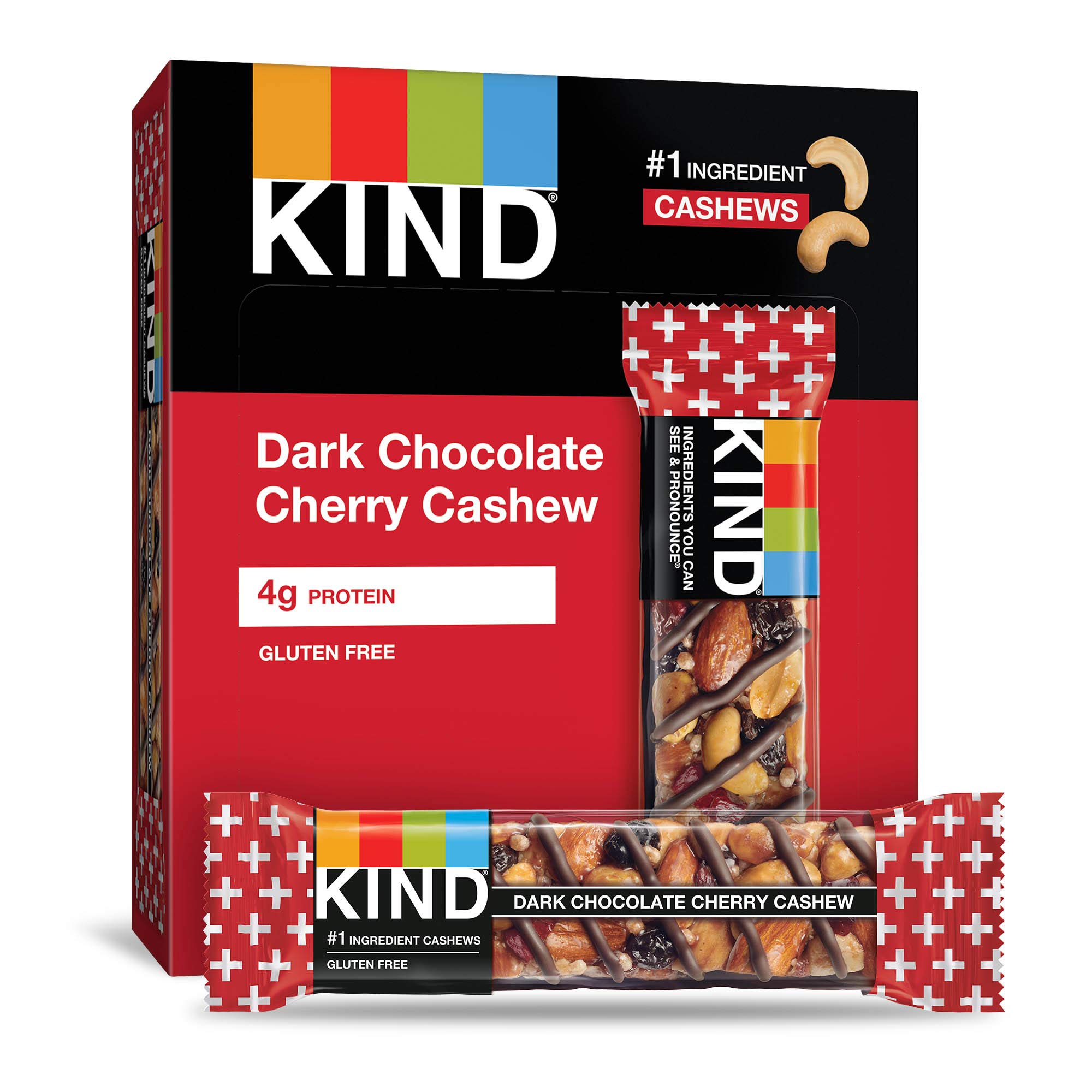 KIND Bars, Dark Chocolate Mint & Cherry Cashew - Healthy Nut Snacks, Gluten Free, Non-GMO, 24 Count - Perfect for On-the-Go Energy, Workout Fuel & Healthy Office Snacks
