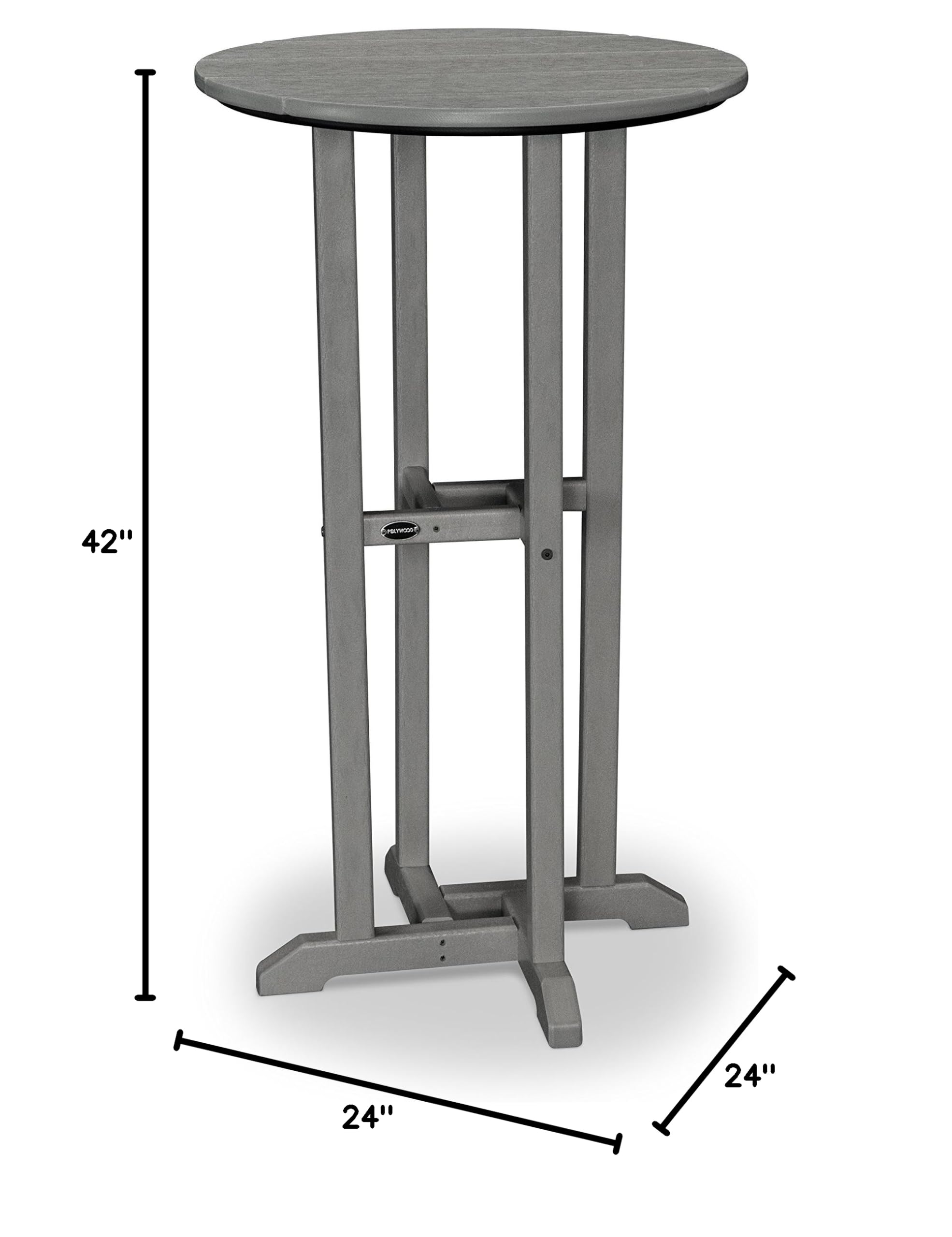 POLYWOOD® Outdoor Bar Table - Slate Grey, Weather-Resistant & Durable - Perfect for Patio, Deck, or Poolside Dining