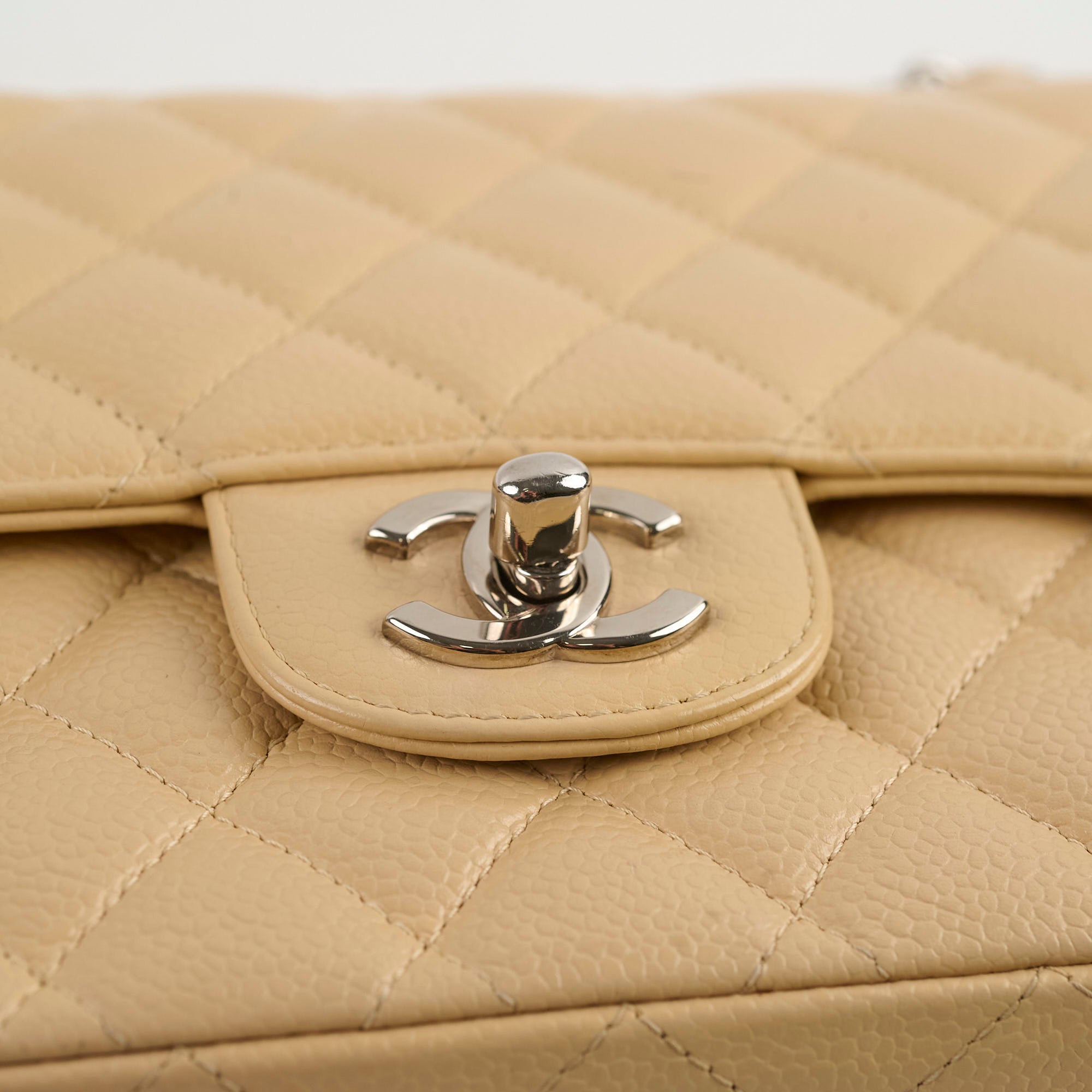 Chanel Medium/Large Caviar Double Classic Flap Bag in Beige - Luxury Handbag for Women, Perfect for Work, Parties & Everyday Use