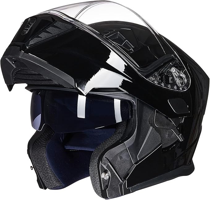 ILM Motorcycle Modular Full Face Helmet for Adults - DOT Certified Flip-Up Dual Visor Helmet with Optional LED Tail Light - Perfect for Street Biking, Commuting & Long Rides