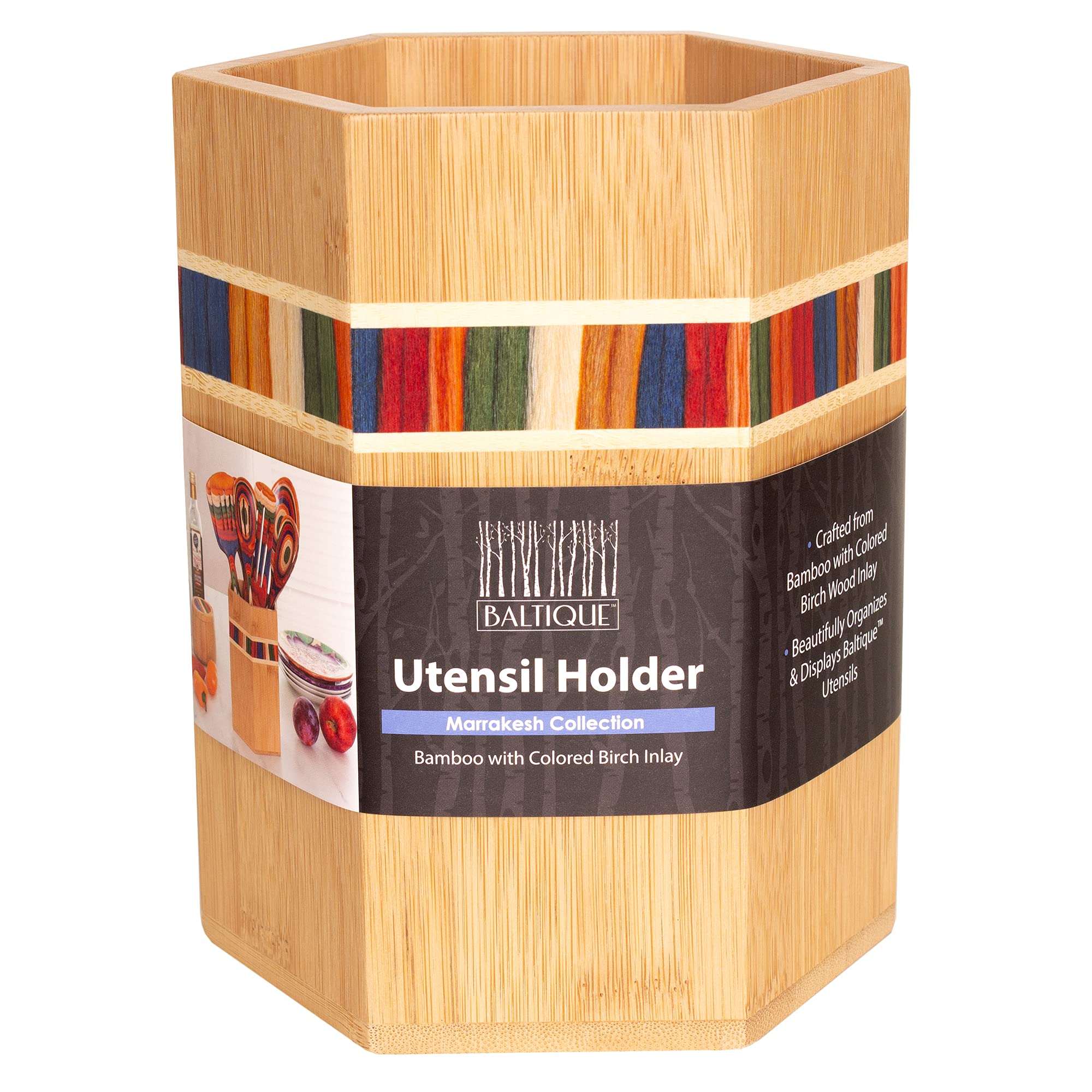 Totally Bamboo Baltique Marrakesh Collection Large Kitchen Utensil Holder - Countertop Cooking Utensil Crock for Spoons, Spatulas & Kitchen Tools | Perfect for Modern Kitchens & Cooking Enthusiasts