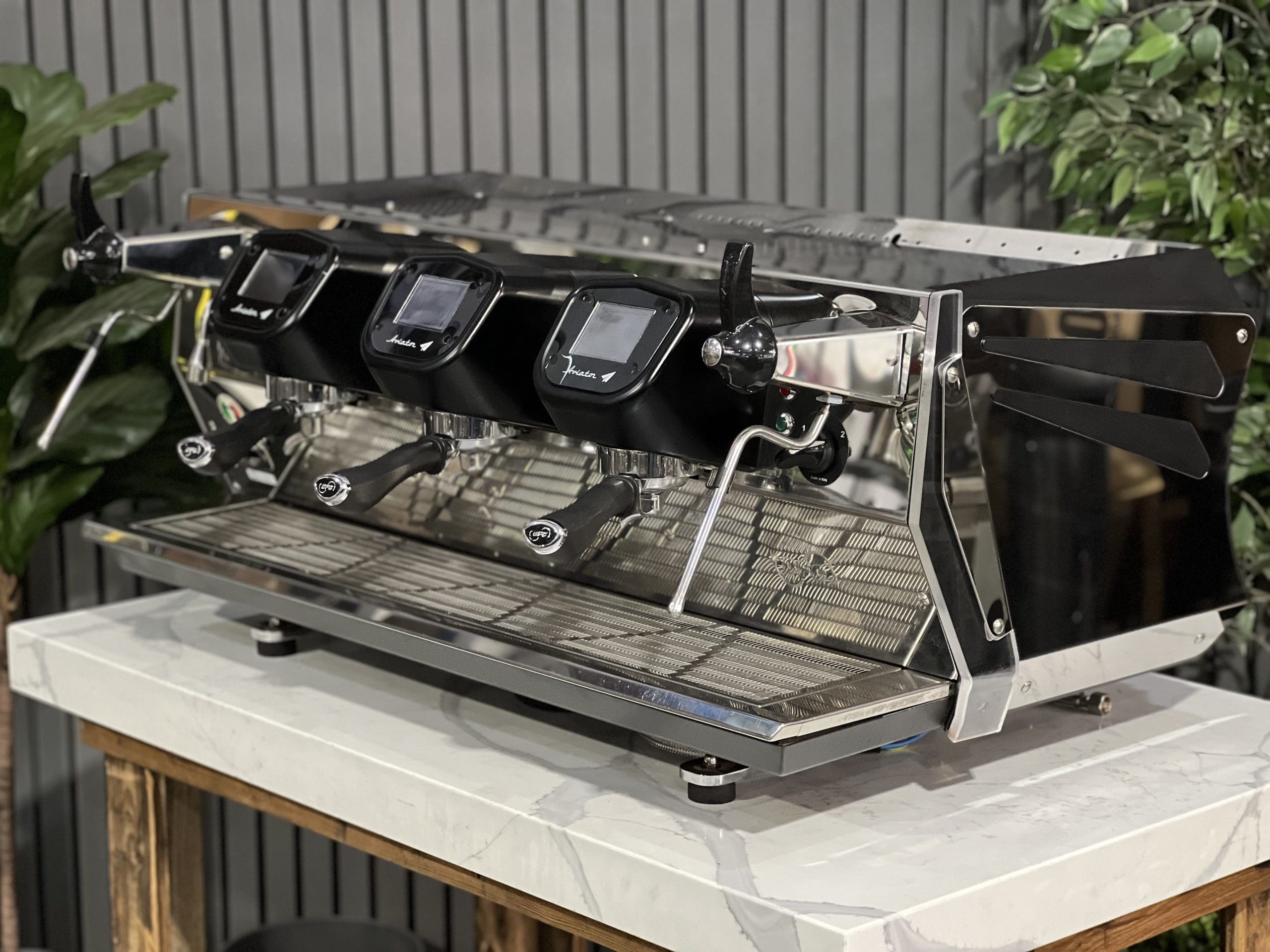 BFC Aviator 3 Group Black & Stainless Espresso Machine - Professional Commercial Coffee Maker for Cafes, Restaurants, and Coffee Shops