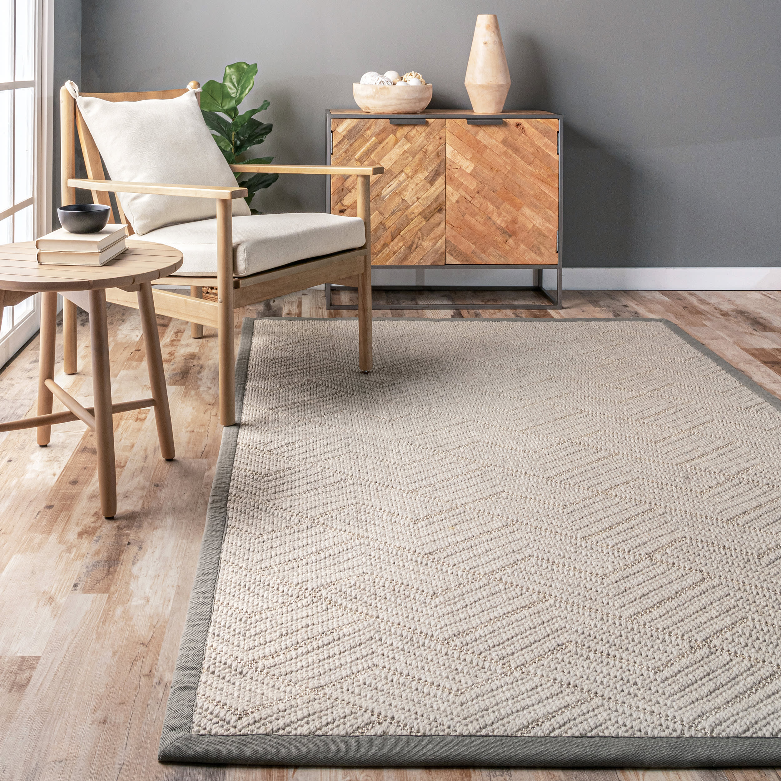 Aisha Monochrome Texture Rug - Soft Grey Area Rug for Living Room, Bedroom & Office | Modern Home Decor & Cozy Floor Mat