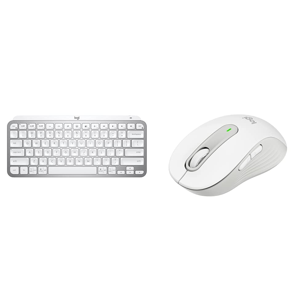 Logitech MX Keys Mini Wireless Illuminated Keyboard & M650 Wireless Mouse Combo - Pale Gray & Off White - Compact Design for Small to Medium Hands - Perfect for Home Office, Remote Work & Productivity Setup