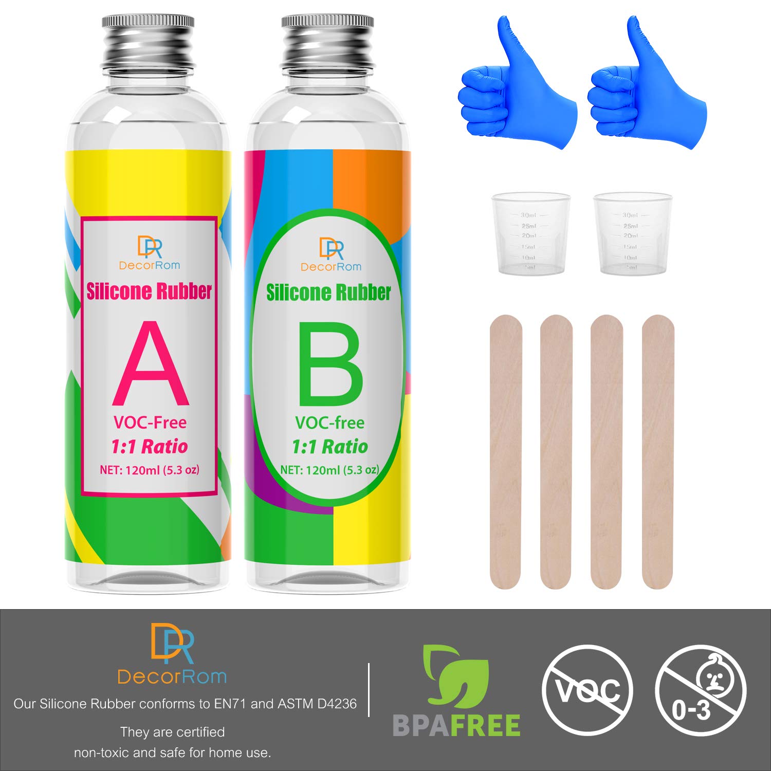 Premium Silicone Mold Making Kit - 10.6oz Liquid Translucent Silicone Rubber for DIY Epoxy Resin Molds, Jewelry Casting & Craft Projects - Easy 1:1 Mix Ratio - Perfect for Cake Decorating, Soap Making, Candle Molds & DIY Art Projects (240ml)