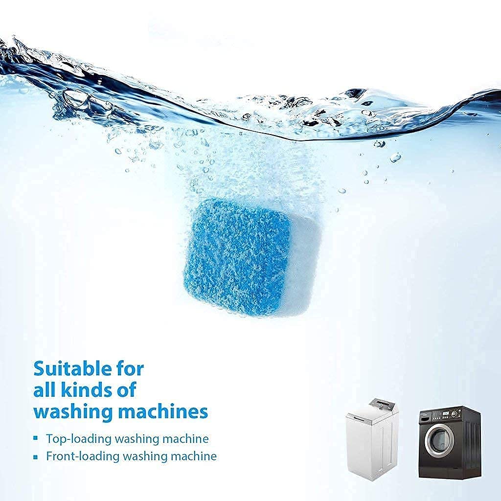DOEASY Washing Machine Cleaner Tablets - 12 Pack | Deep Cleaning Descaler Powder for Top Load & Front Load Washers | Removes Stains from Drum & Tub | Perfect for Fully Automatic Machines | Use Monthly for Fresh, Odor-Free Laundry