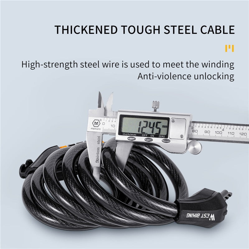 Secure Digital Bike Lock with Password Protection - Anti-Theft Security Cable for MTB, Road Bicycles, E-Bikes & Motorcycles | Perfect for Urban Commuting, Cycling Tours & Outdoor Adventures