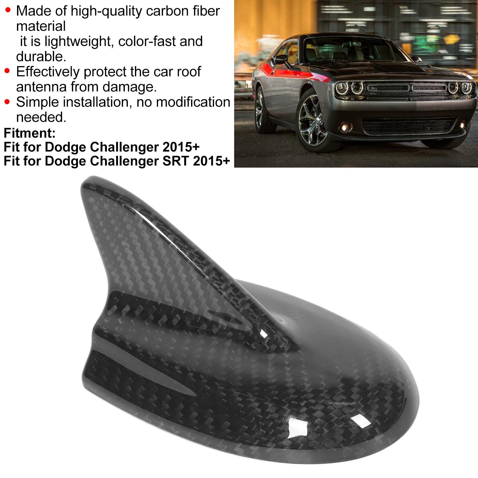 Carbon Fiber Shark Fin Antenna Cover - Universal Fit for 2015+ Cars - Durable Auto Roof Decoration & Replacement Accessory (Perfect for Sedans, SUVs & Trucks)