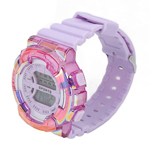 Kids Digital Watch - Stylish Electroplated Gradient Sports Watch with Alarm, Stopwatch & Waterproof Feature - Perfect for School, Sports & Everyday Wear (Purple)