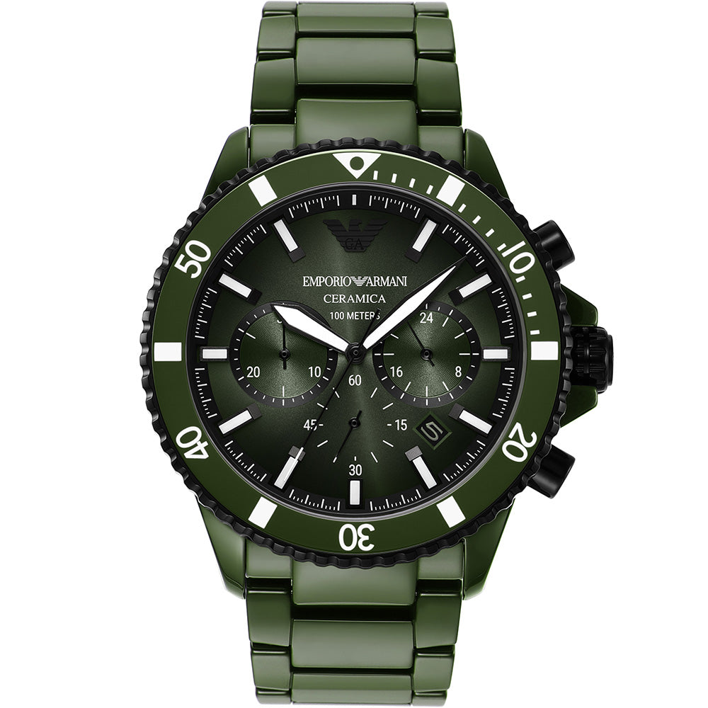 Emporio Armani AR70011 Men's Diver Chronograph Watch - Waterproof Luxury Stainless Steel Timepiece for Diving, Swimming & Outdoor Adventures