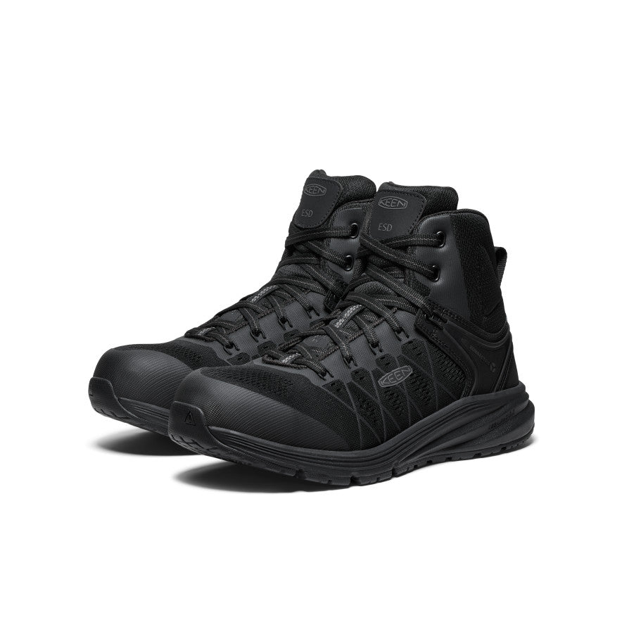 Men's Vista Energy Mid ESD Safety Shoes with Carbon Toe - Black/Black | Electrical Hazard Protection for Industrial Work & Construction Sites