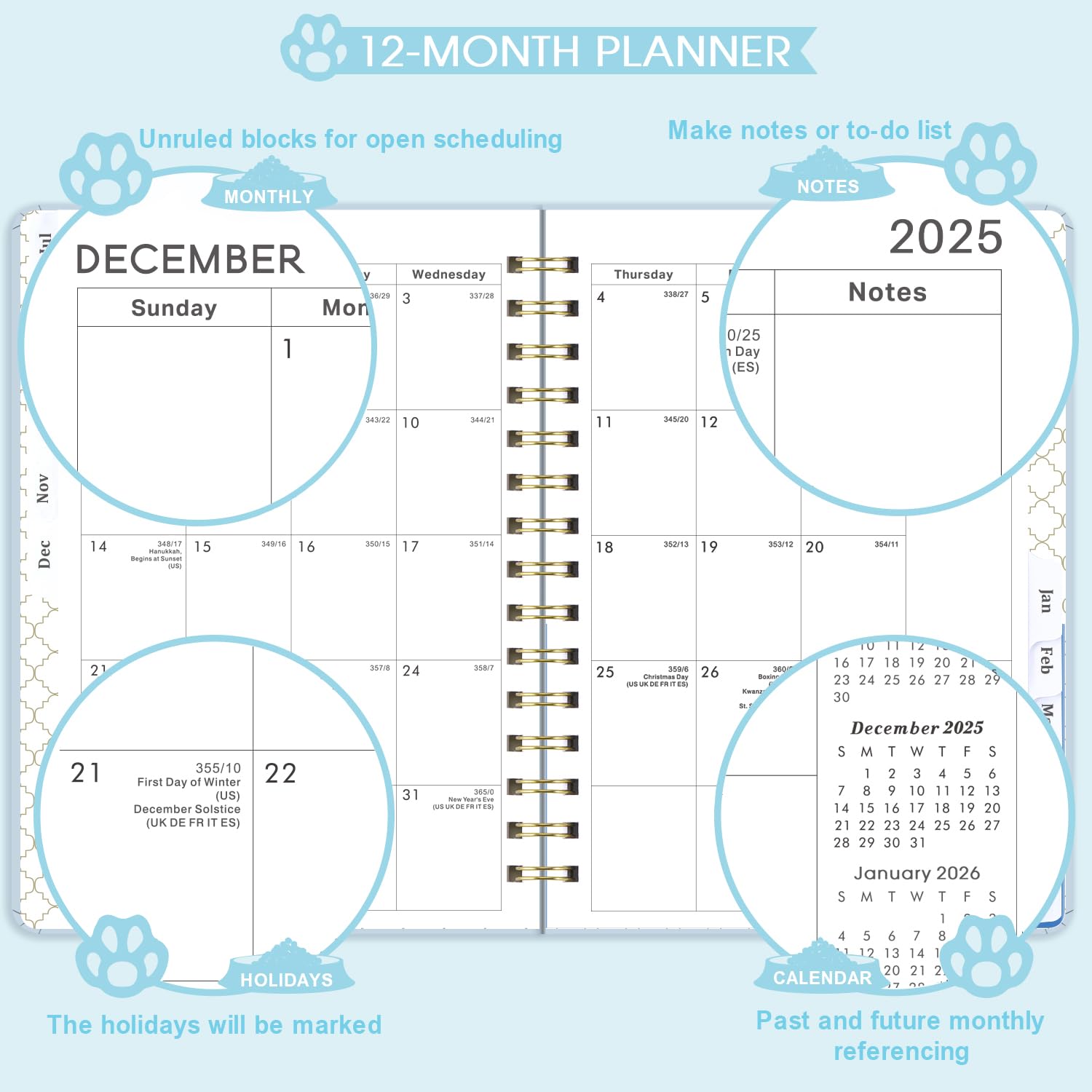 2025-2026 Weekly & Monthly Planner with Tabs - July 2025 to June 2026 Academic Year, 6.5