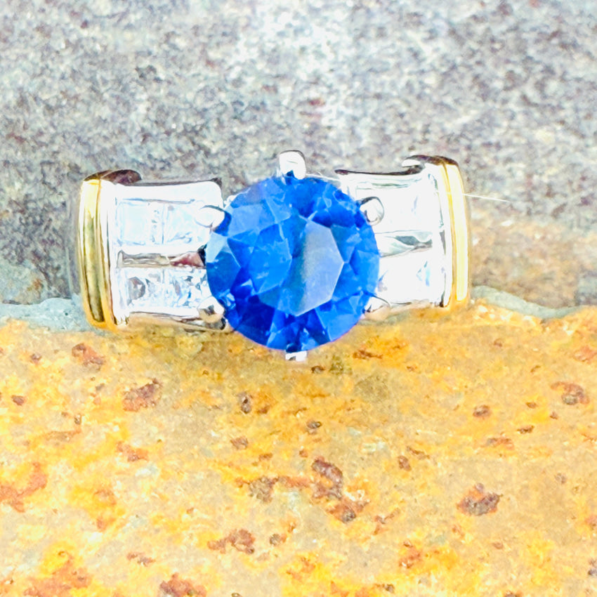 Elegant Sterling Silver Dark Blue & White Cubic Zirconia Ring - Size 8 | Perfect for Weddings, Anniversaries & Special Occasions