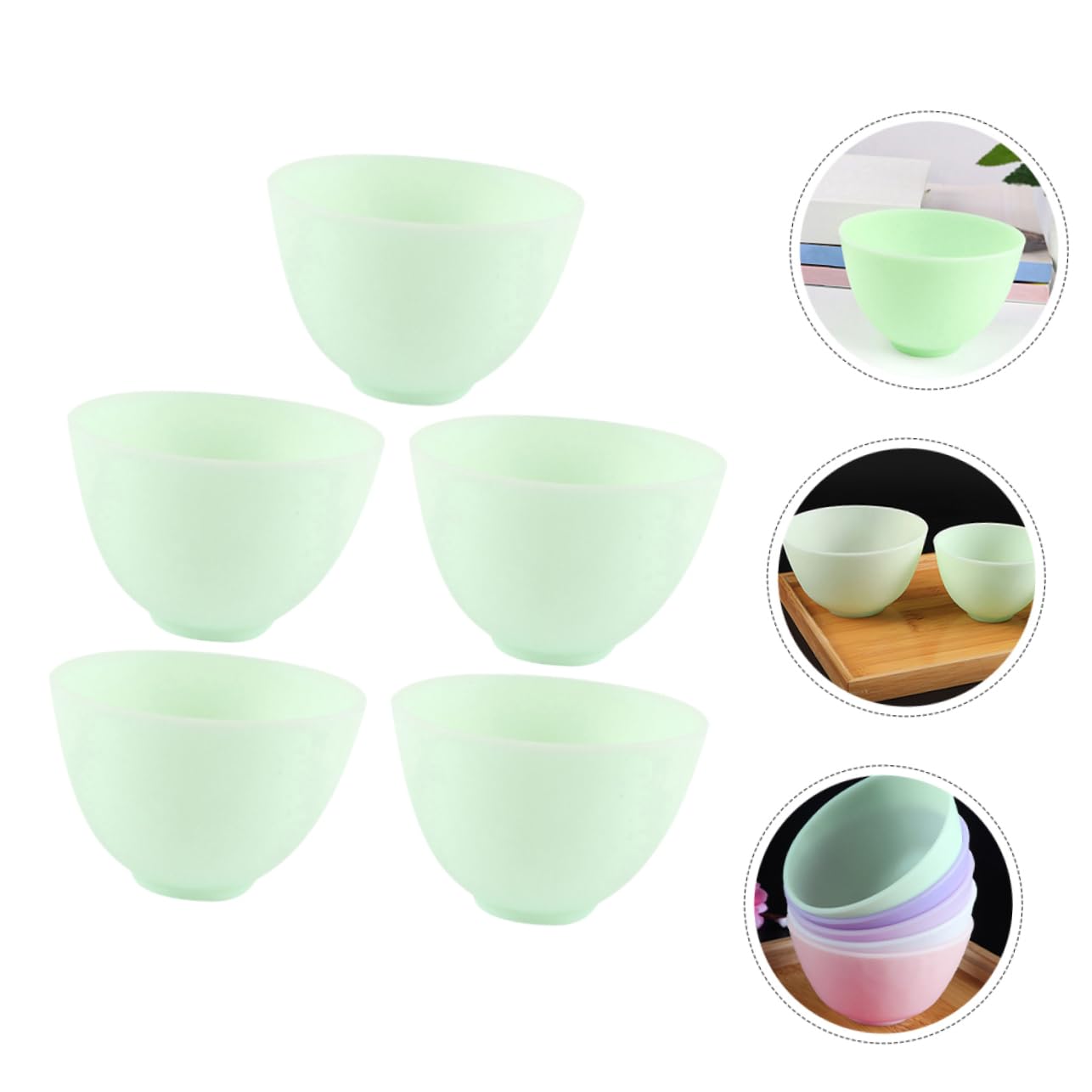 5-Piece Mask Mixing Tool Set - DIY Mask Holder Accessories for Salon, Face Mask Bowl, Cosmetics Mixing Bowl, Green Clay Mask Application - Perfect for Spa, Beauty Salon & At-Home Skincare Routines