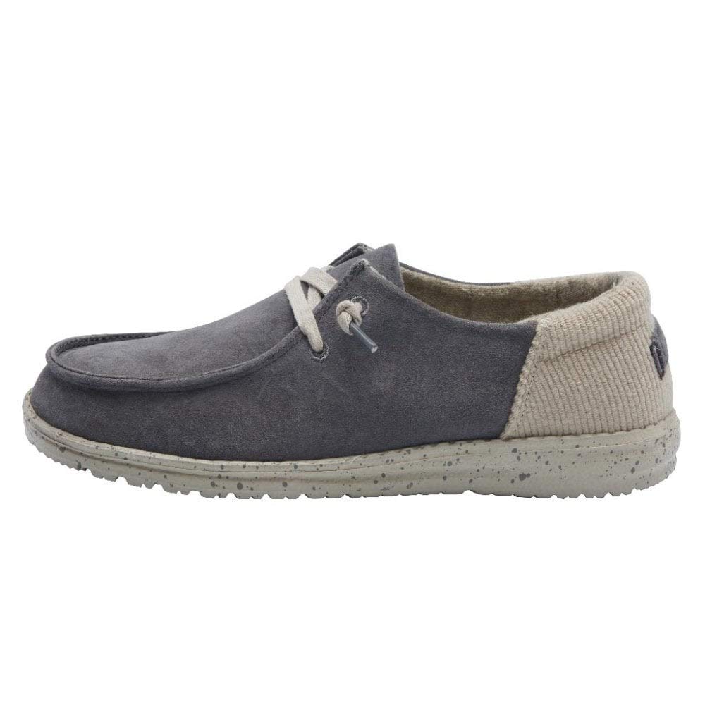 Hey Dude Women's Wendy Suede Dark Grey Slip-On Loafers - Size 5 | Comfortable Lightweight Casual Shoes for Women | Perfect for Walking, Travel & Everyday Wear