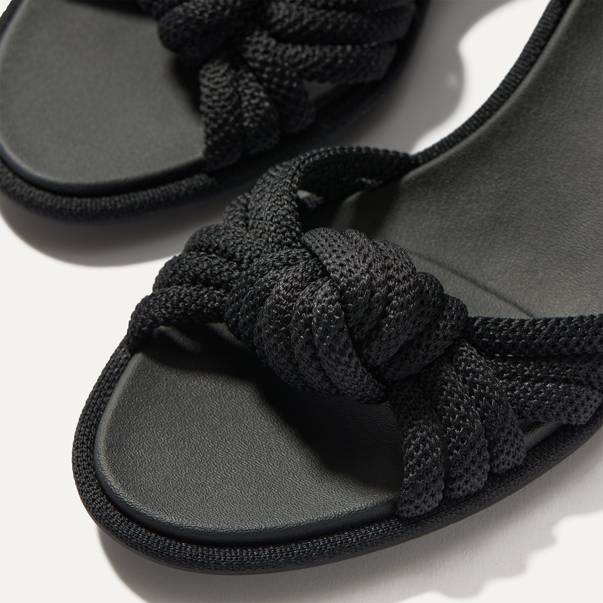 The Knot Sandal - Women's Black Braided Leather Sandals for Summer Beach & Casual Outings