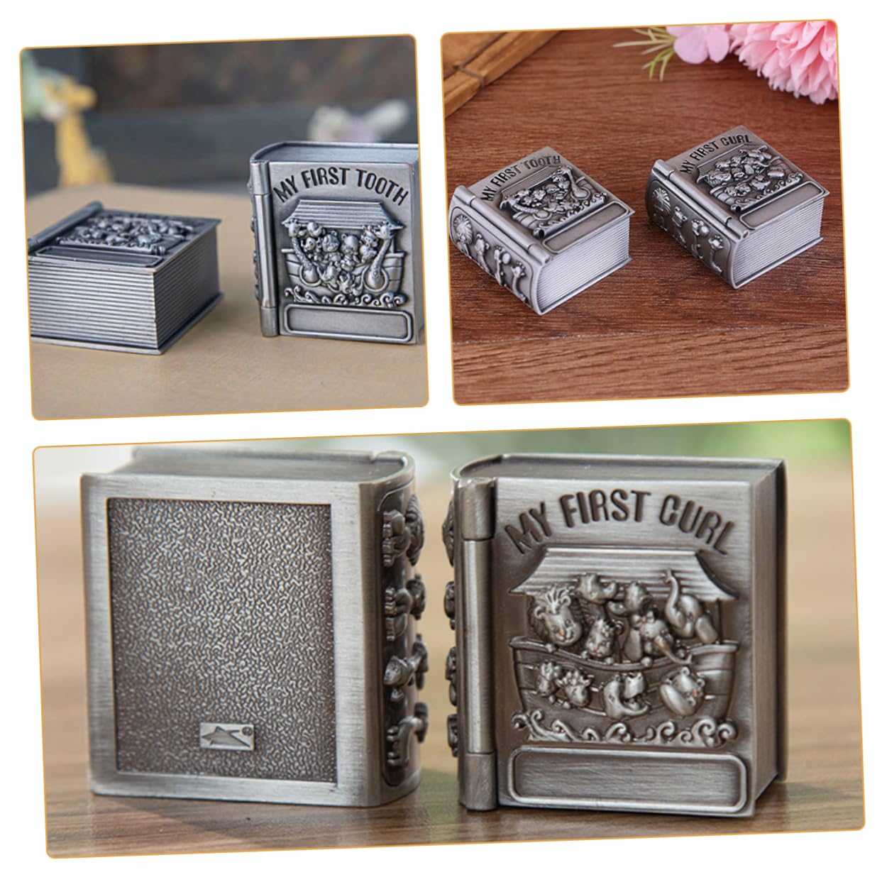 VOSAREA 2-Pack Metal Baby Tooth Keepsake Box - Zinc Alloy Tooth Holder & Organizer for Lost Teeth - Perfect Memory Box for First Tooth, Tooth Fairy Gifts & Childhood Memorabilia Storage