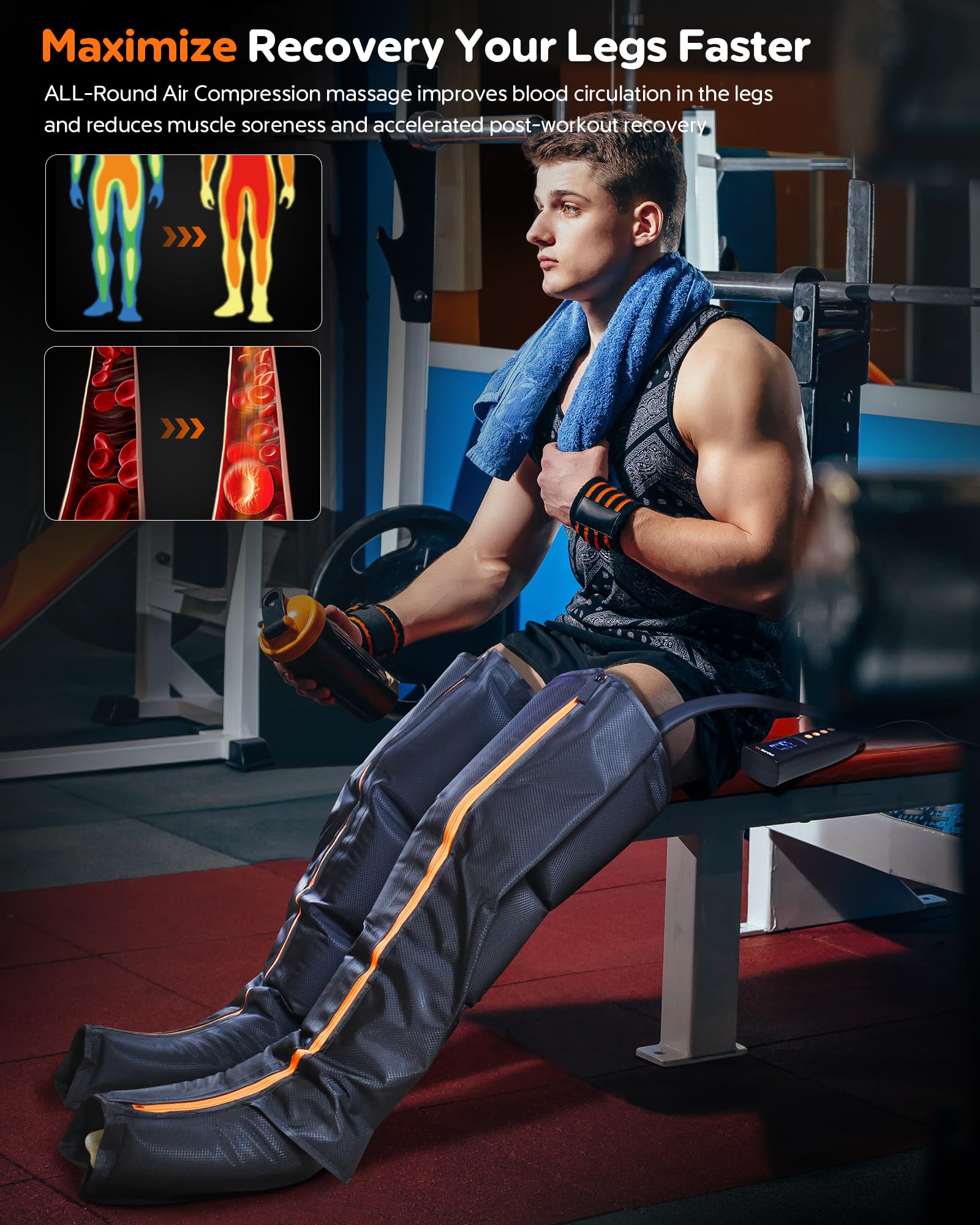 Professional Sequential Air Compression Recovery Boots for Athletes - FSA/HSA Eligible Full Leg Massage System with Adjustable Intensity - Ideal for Post-Workout Recovery & Muscle Relaxation - Perfect Gift for Men & Women - Use After Training, Marathon, Gym Workouts or Physical Therapy